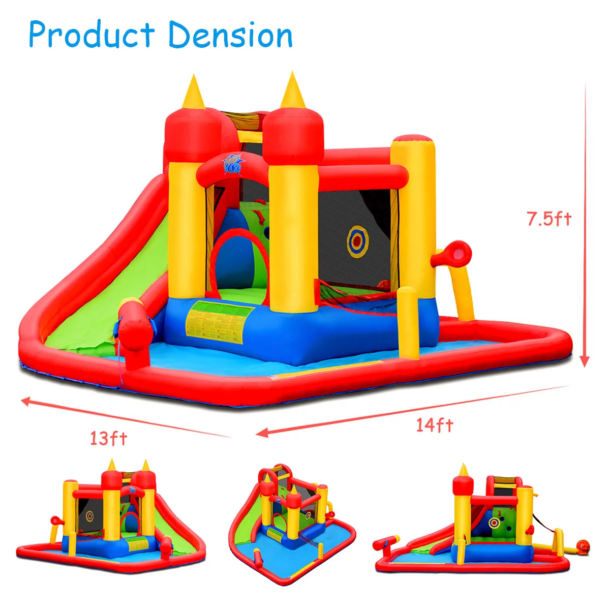 Topbuy Jumping Bounce House 14′ Inflatable Water Slide