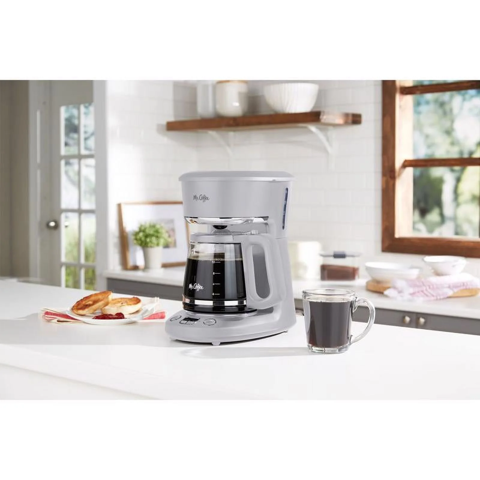 Mr. Coffee Programmable 12-Cup Coffee Maker, Grey