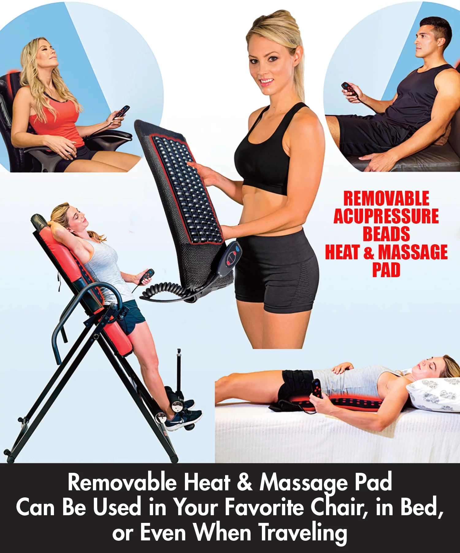 Health Gear Deluxe Heat and Vibration Massage Inversion Table, HGI 6.4, Black, 300lb Weight Capacity