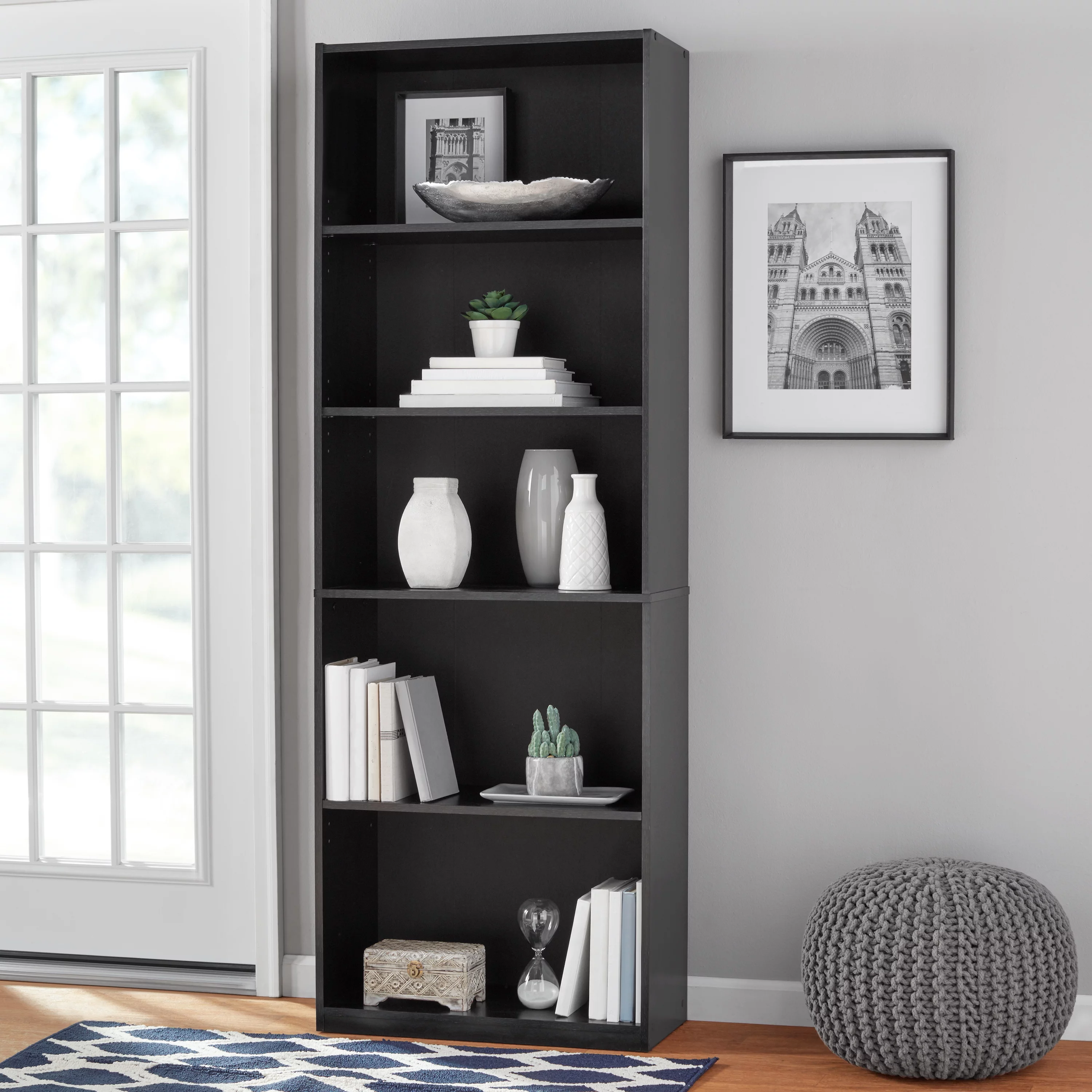 Mainstays 5-Shelf Bookcase with Adjustable Shelves, White