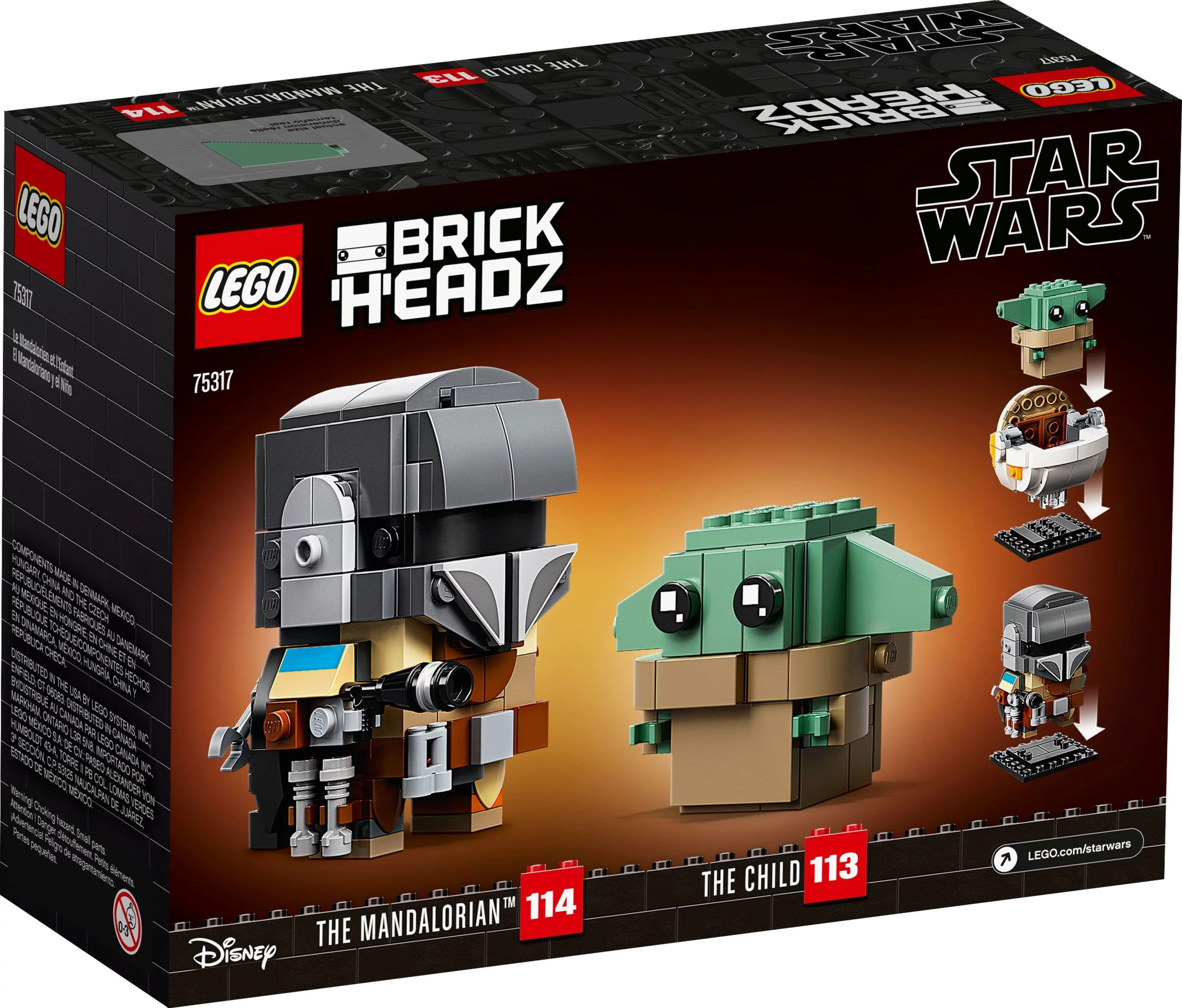 LEGO BrickHeadz Star Wars The Mandalorian & The Child 75317 ‘Baby Yoda’ Building Toy, Collectible Model Figures Set, Gift Idea