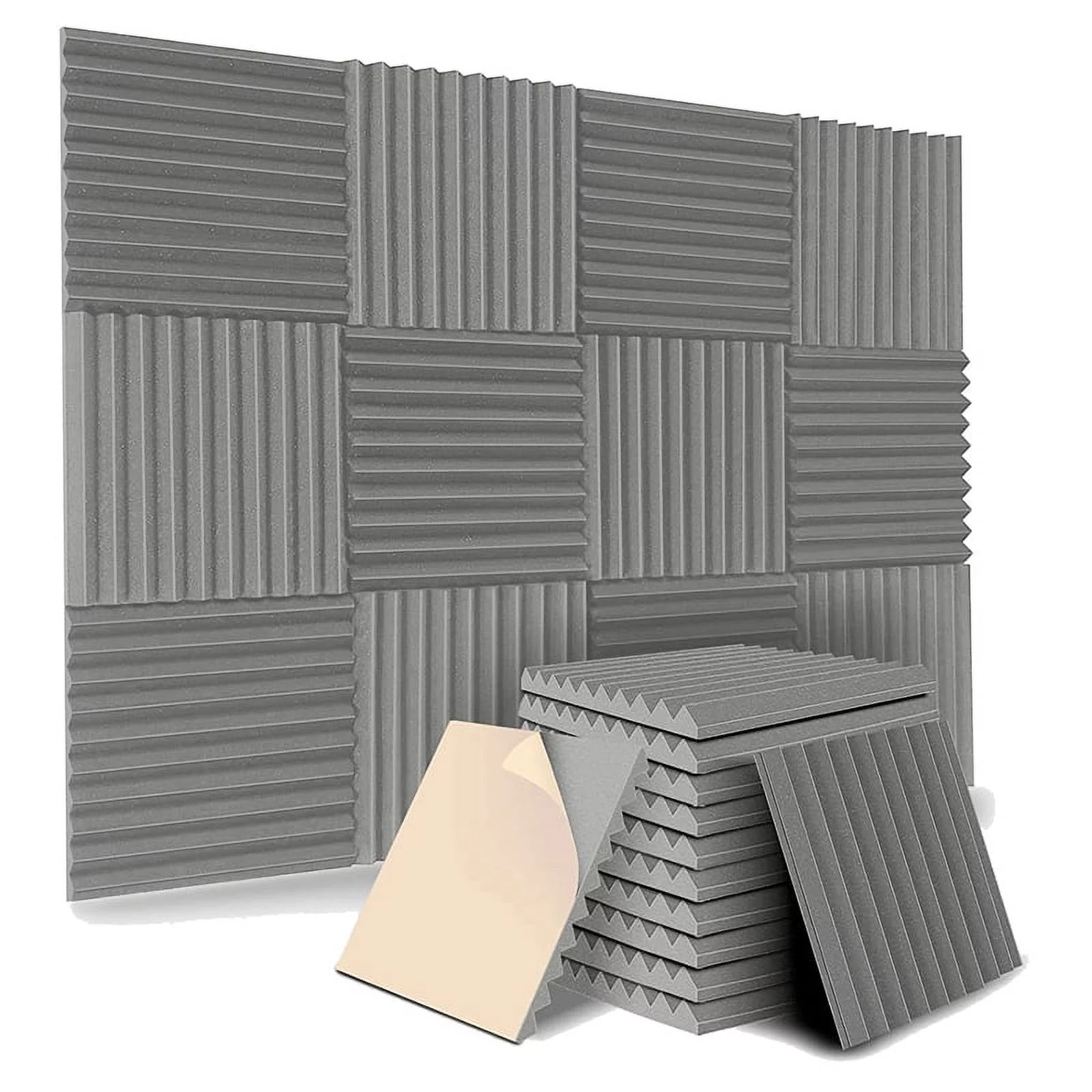 12 Pack Self-Adhesive Acoustic Panels, Sound Proof Foam Panels, High Density Soundproofing Wall Panels (Grey)