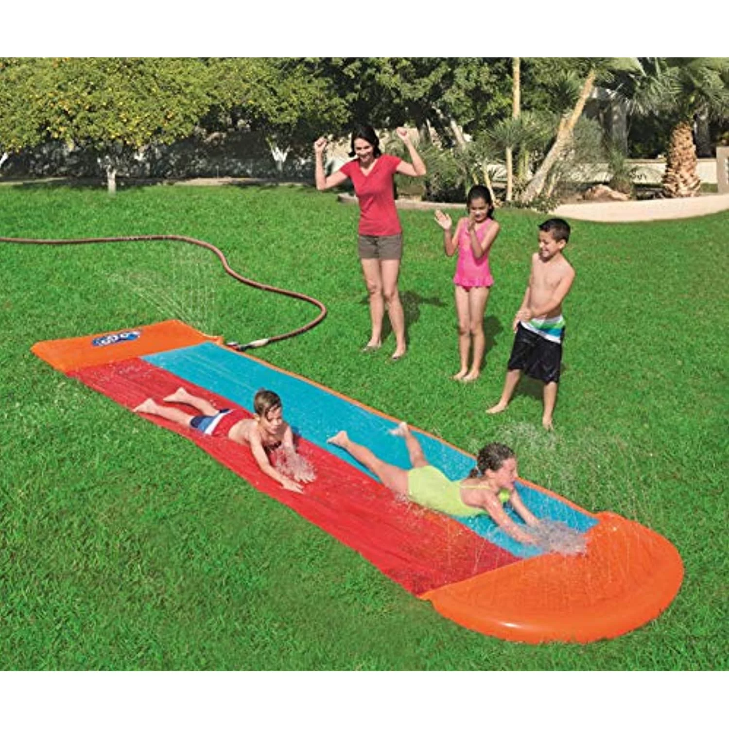 Bestway 52248-19 H2OGO Aqua Ramp Double, Wasserrutsche Water Slide, Multi-Coloured