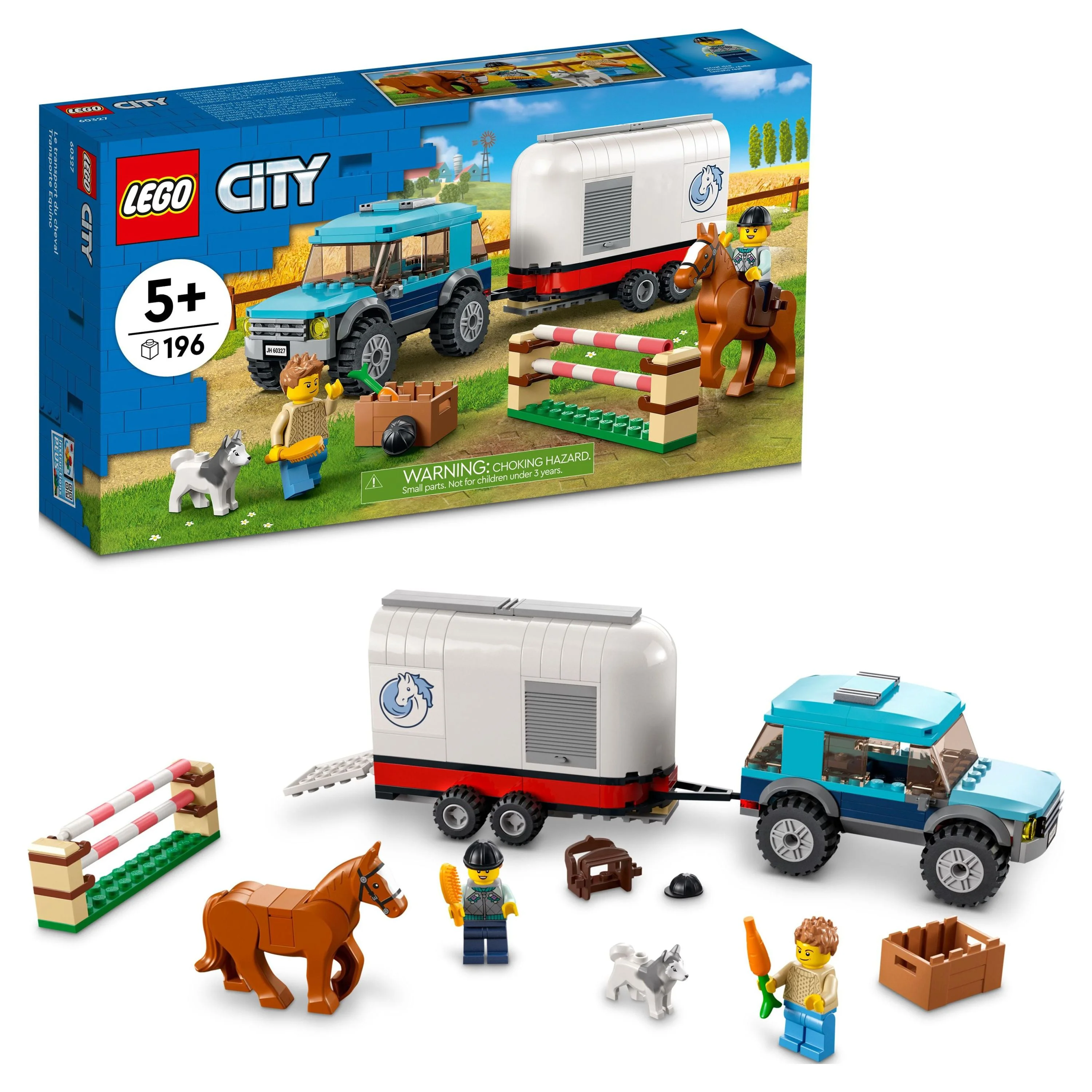 LEGO 60327 City Great Vehicles Horse Transporter Set, with SUV Toy Car, Trailer, Horse Figure and Jump, Gift Idea for Grandchildren, Kids, Boys & Girls Ages 5 and Up