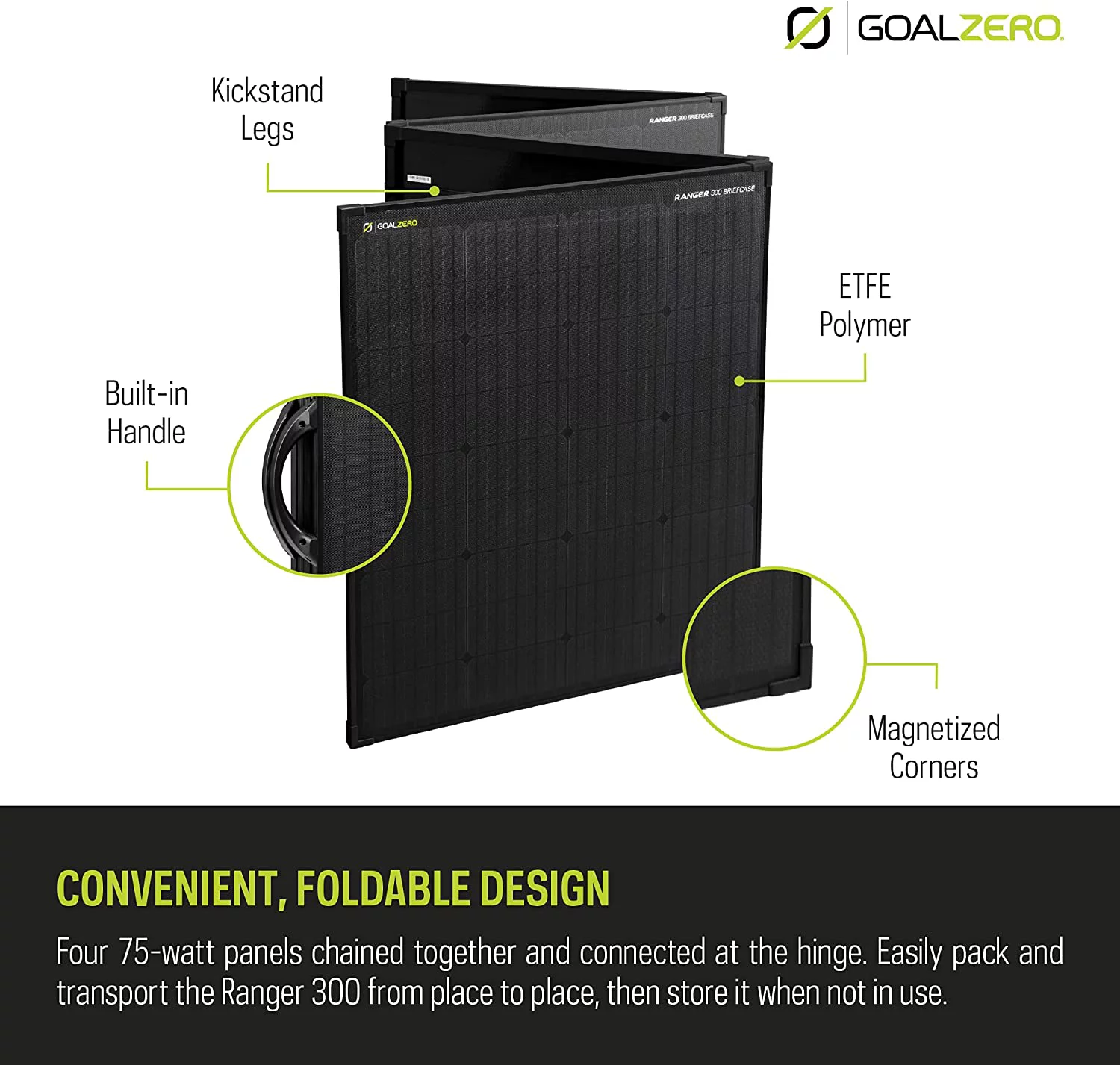 Goal Zero Ranger 300 Briefcase, 300 Watt Foldable Solar Panels for Outdoor Portable Power Stations