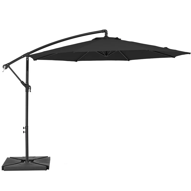 Serwall 10ft Heavy Duty Patio Hanging Offset Cantilever Patio Umbrella W/ 4-Piece Base Included Included, Beige