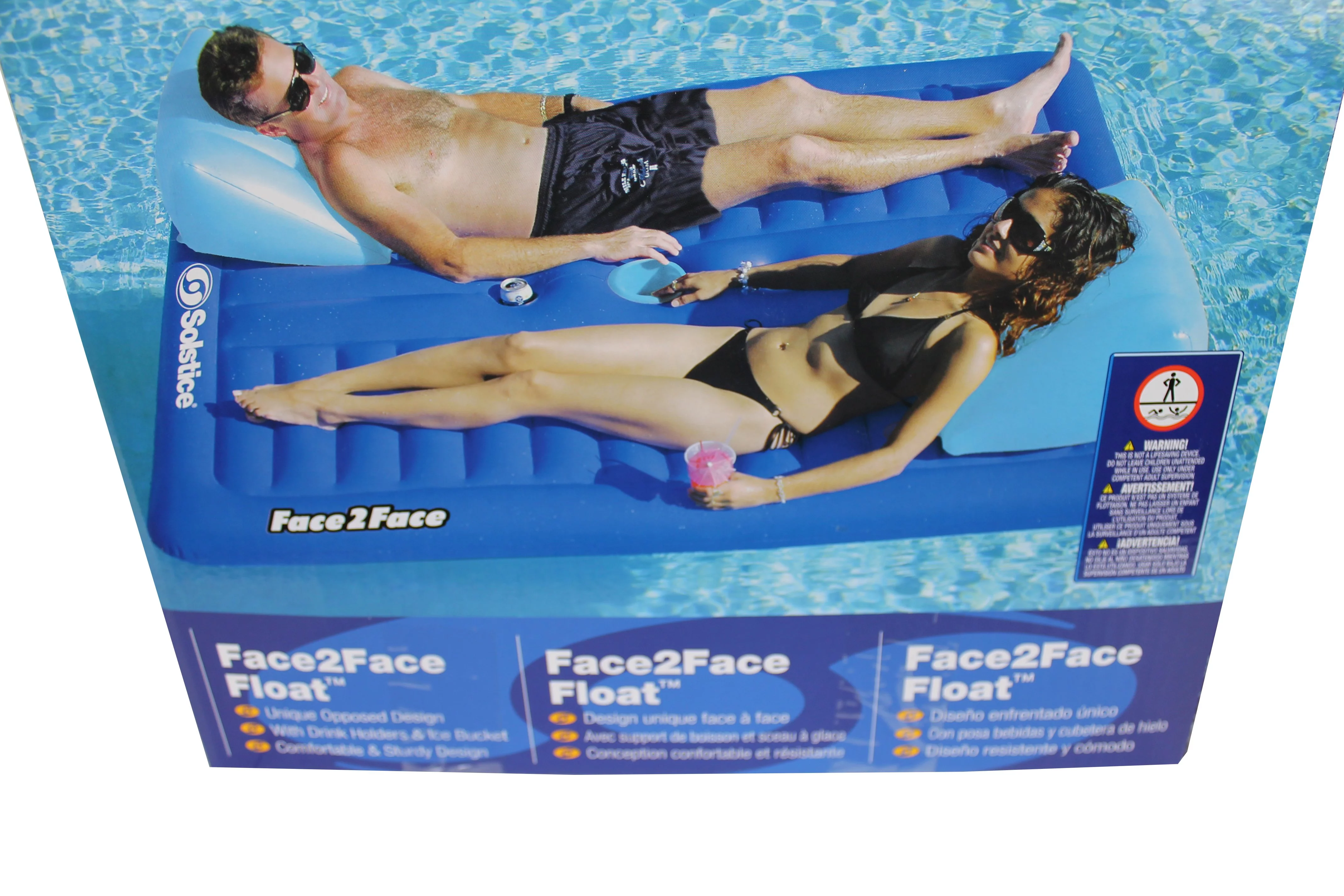 Solstice Vinyl Face To Face Pool Float, Blue