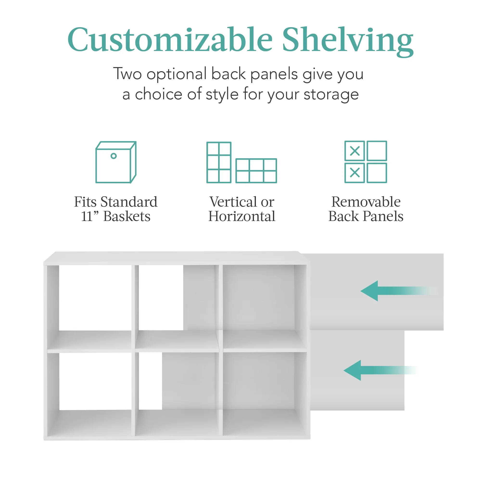 Best Choice Products 6-Cube Bookshelf, 11in Display Storage System, Organizer w/ Removable Back Panels – Greige