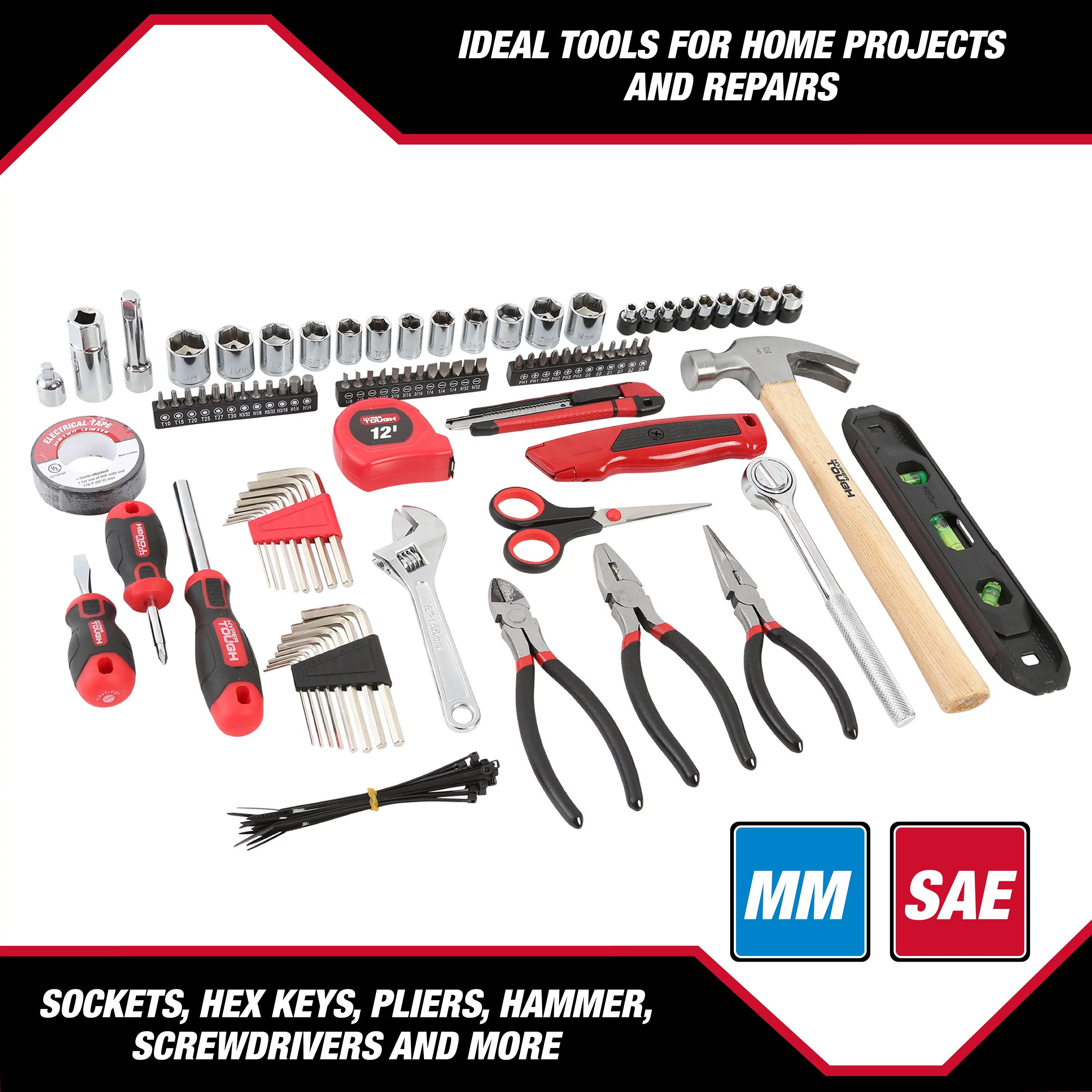 Hyper Tough 118-Piece Tool Set for Home Repairs, Model 7003