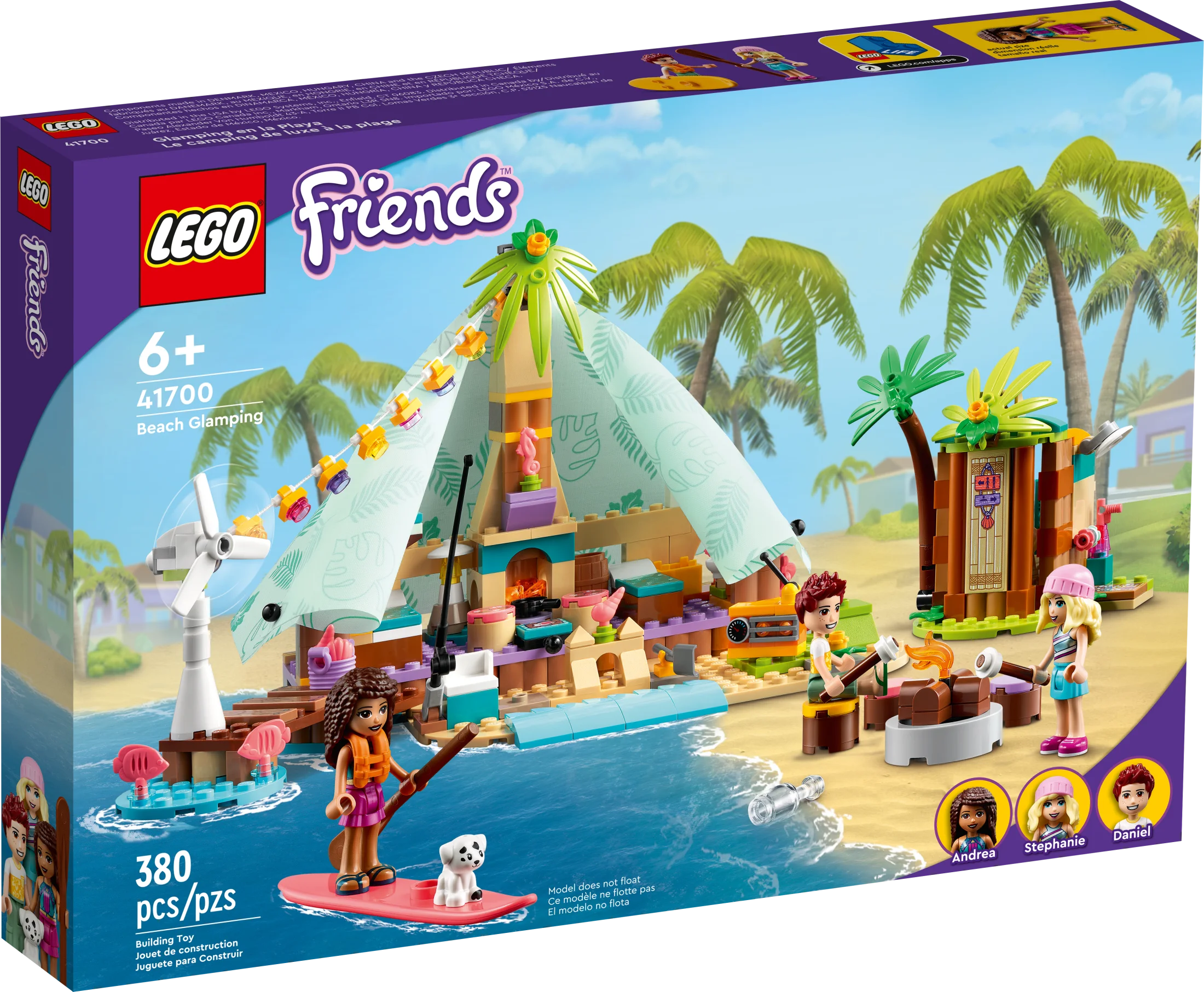 LEGO Friends Beach Glamping 41700 Building Kit; Creative Gift for Kids Aged 6 and up Who Love Nature Toys and Popular Glamping Trips (380 Pieces)