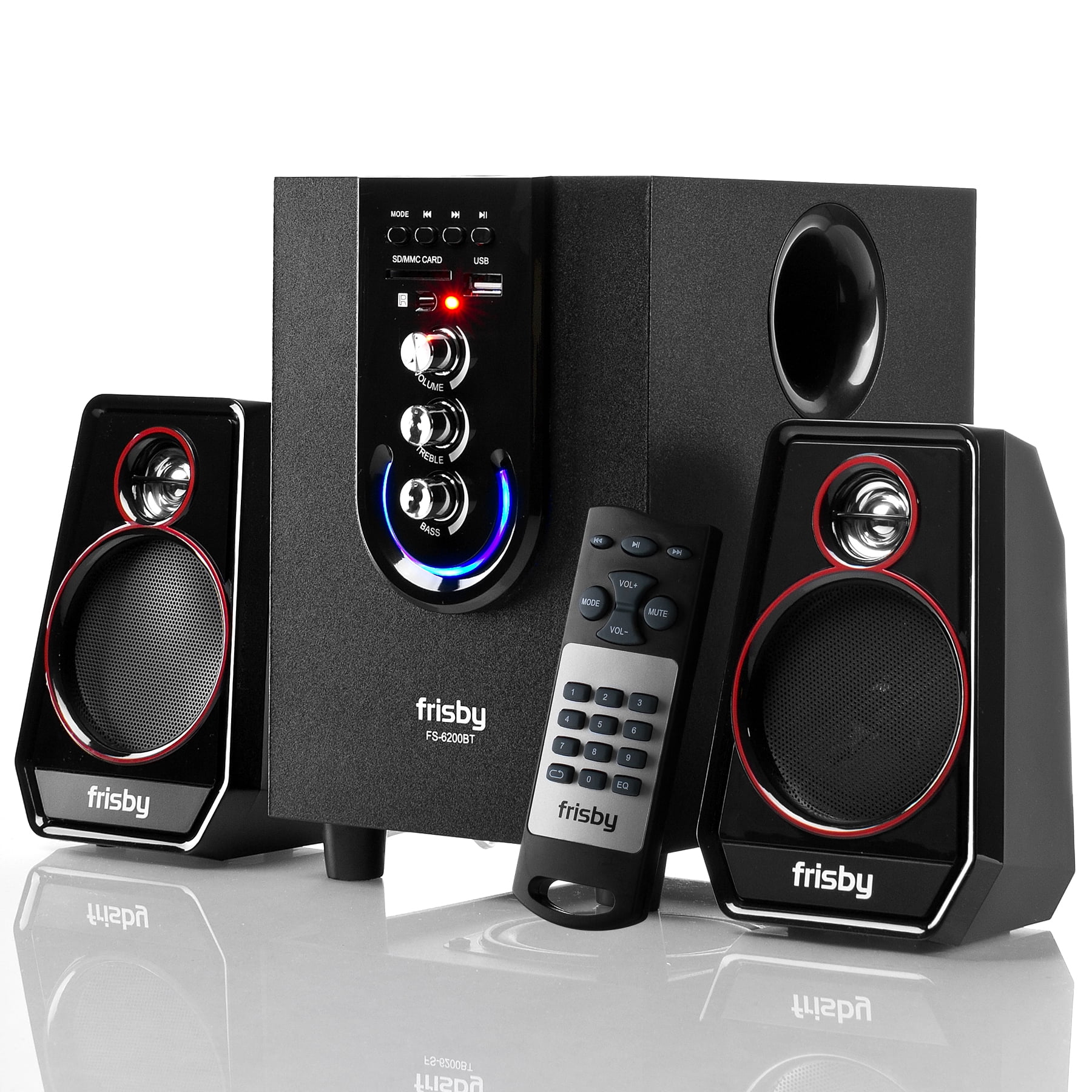 Frisby FS-6200BT Bluetooth Wireless 2.1 CH Media Subwoofer Speaker System w/ Remote (3-Piece)