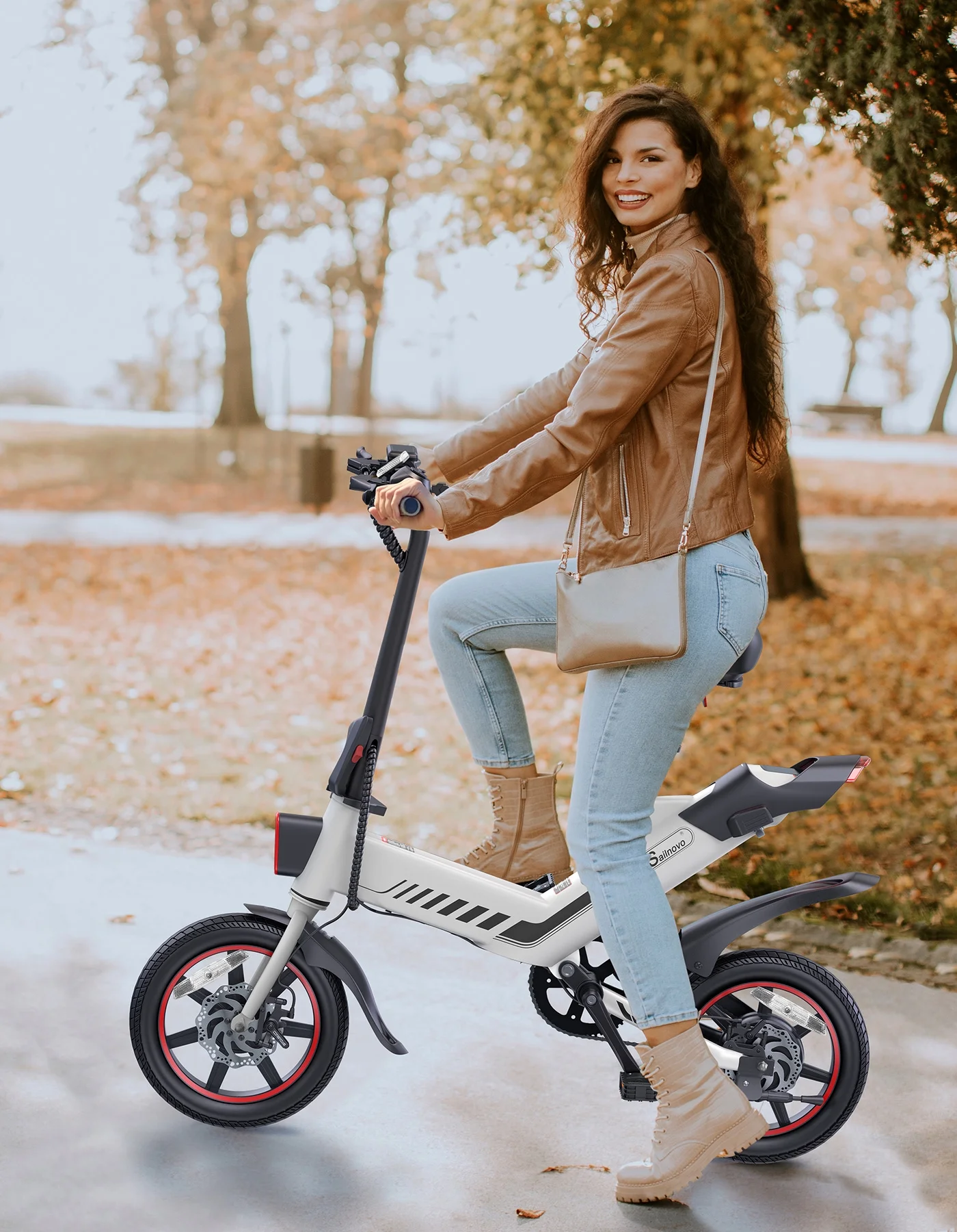 Wooken Electric Bike, 14” Electric Bicycle for Adults and Teenagers with 18.6MPH Waterproof Folding Electric Bike with Removable 36V 374WH Lithium-Ion Battery Throttle & Pedal Assist