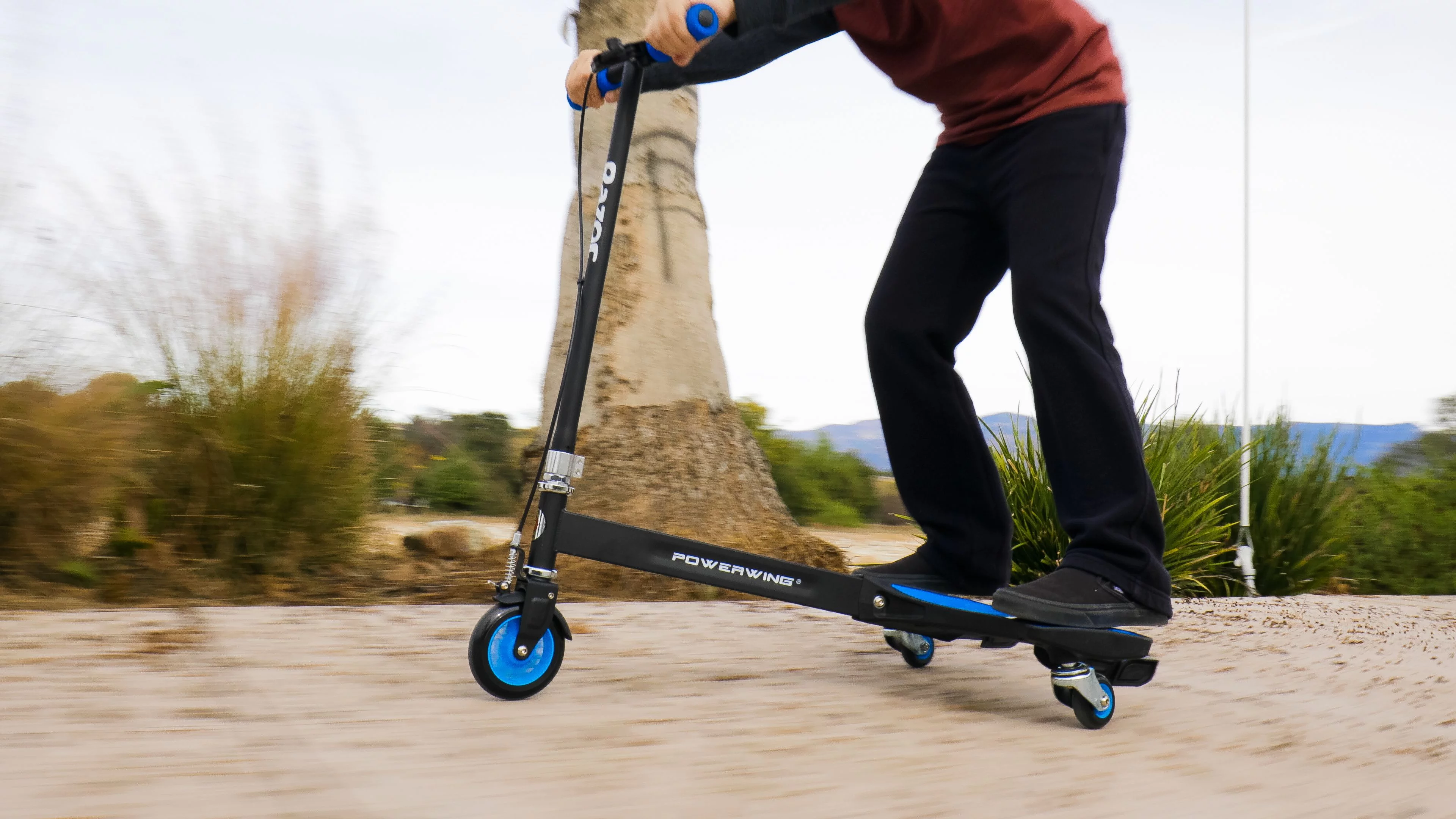 Razor Powerwing Caster Scooter Blue – Ages 6+ and Riders up to 143 lbs, Blue