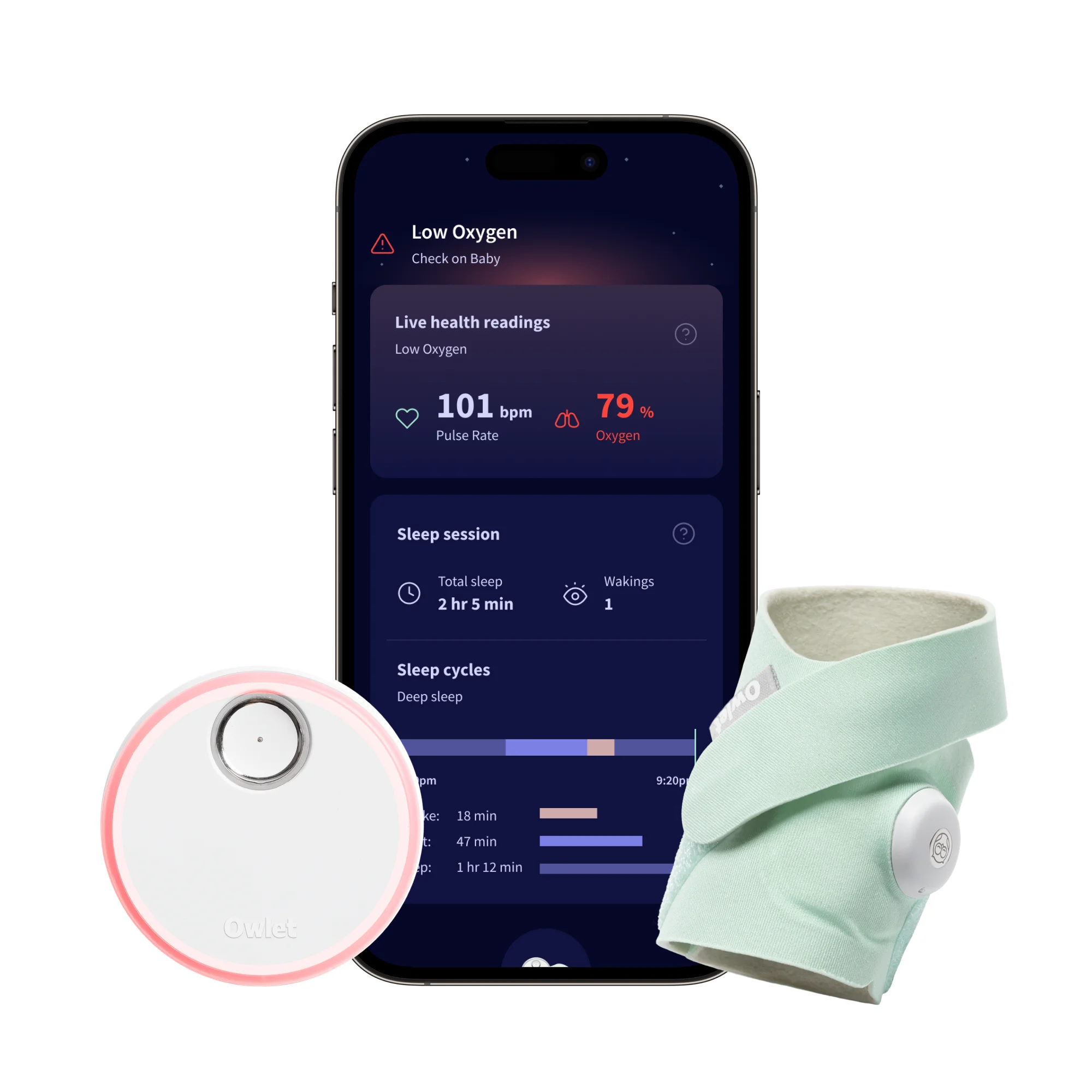 Owlet Dream Sock – FDA-Cleared Smart Baby Monitor with Live Health Readings & Notifications – Mint