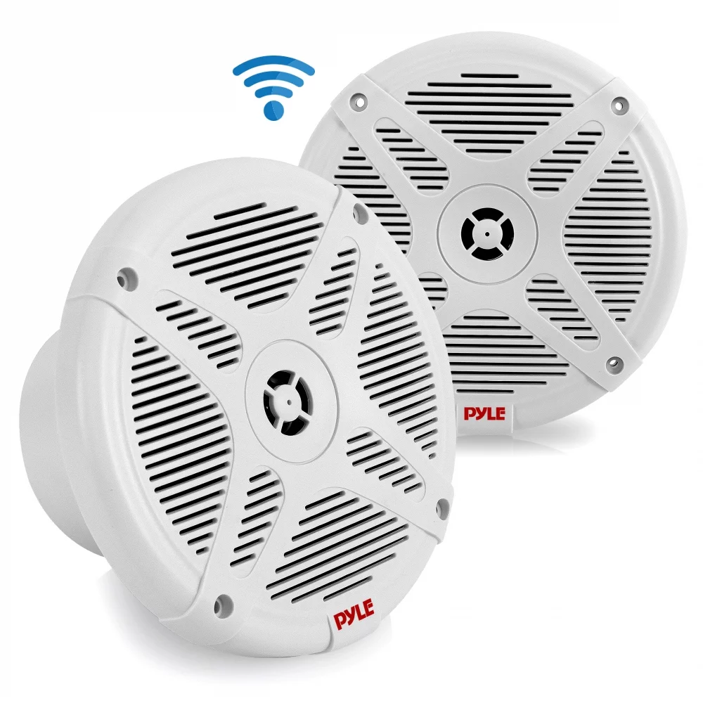 Pyle PLMRF65MW 6.5 Inch 600 W 2 Way Waterproof Bluetooth Marine Speakers, Pair