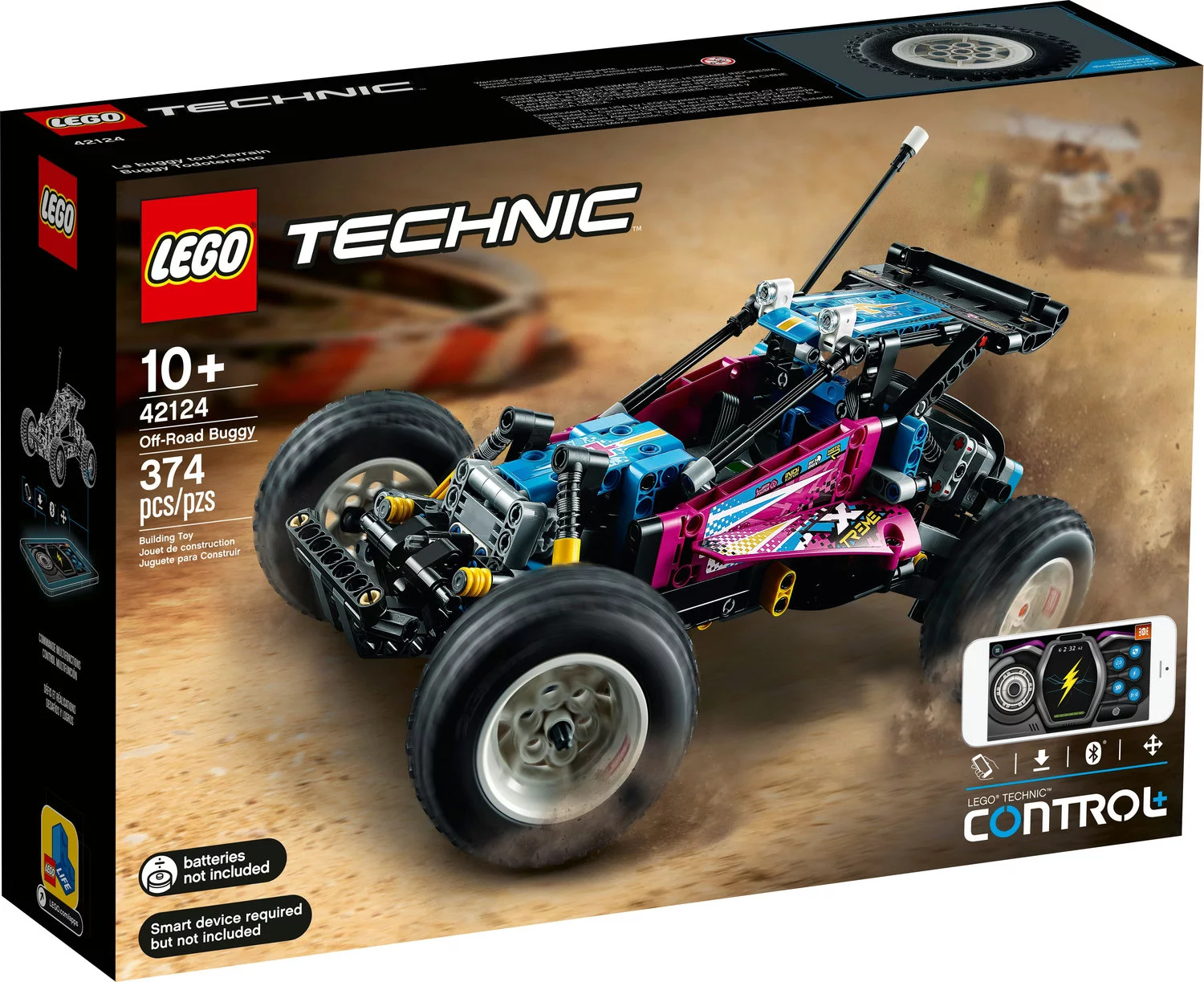 LEGO Technic Off-Road Buggy 42124 Model Building Toy; App-Controlled Retro RC Buggy Toy (374 Pieces)