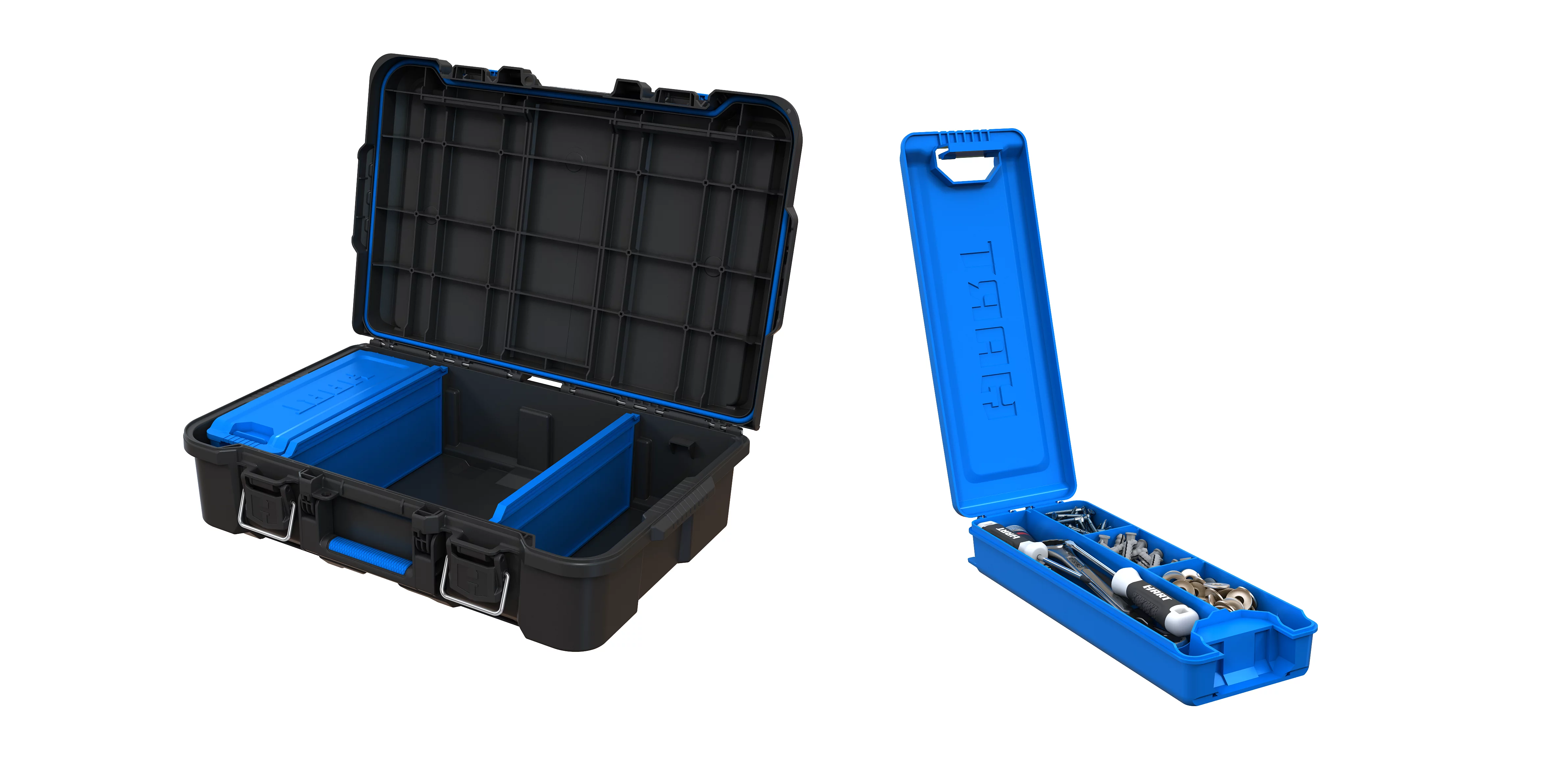 HART Stack System Tool Box with Small Blue Organizer & Dividers, Fits HART’s Modular Storage System