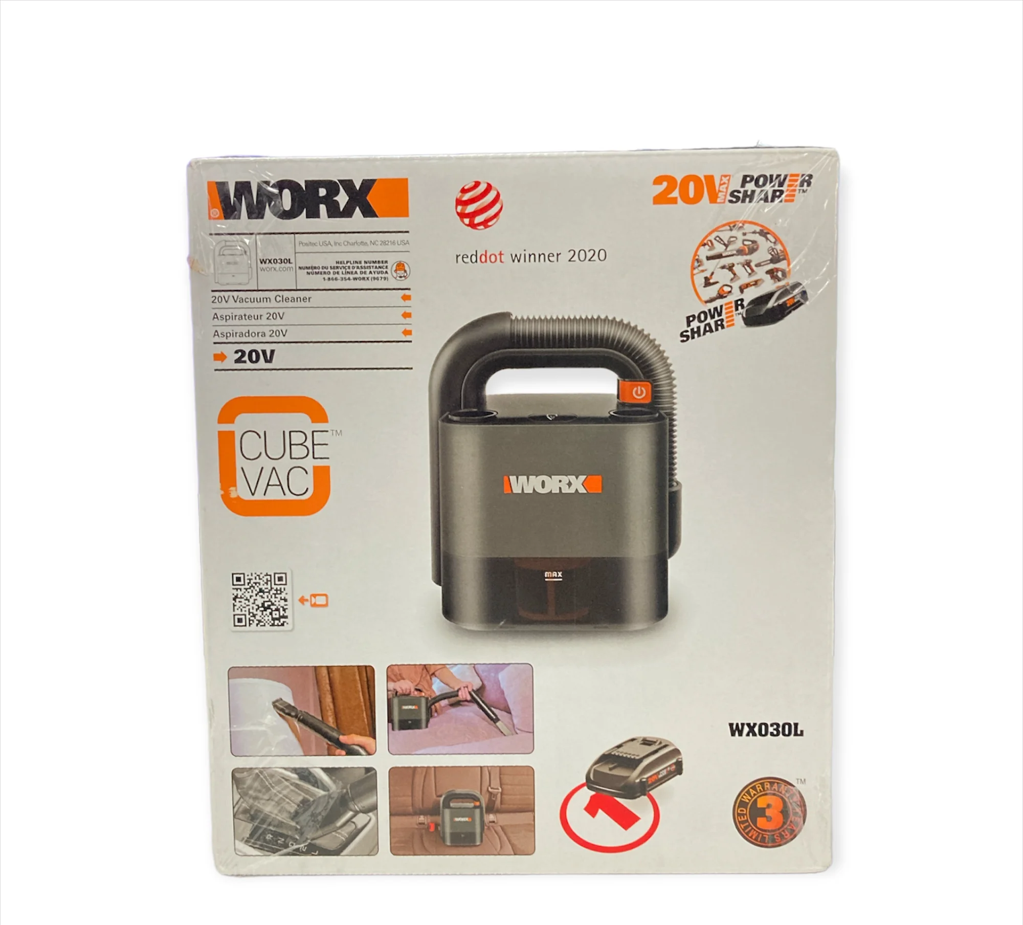 Worx WX030L 20V Power Share Cube Vac Cordless Compact Vacuum