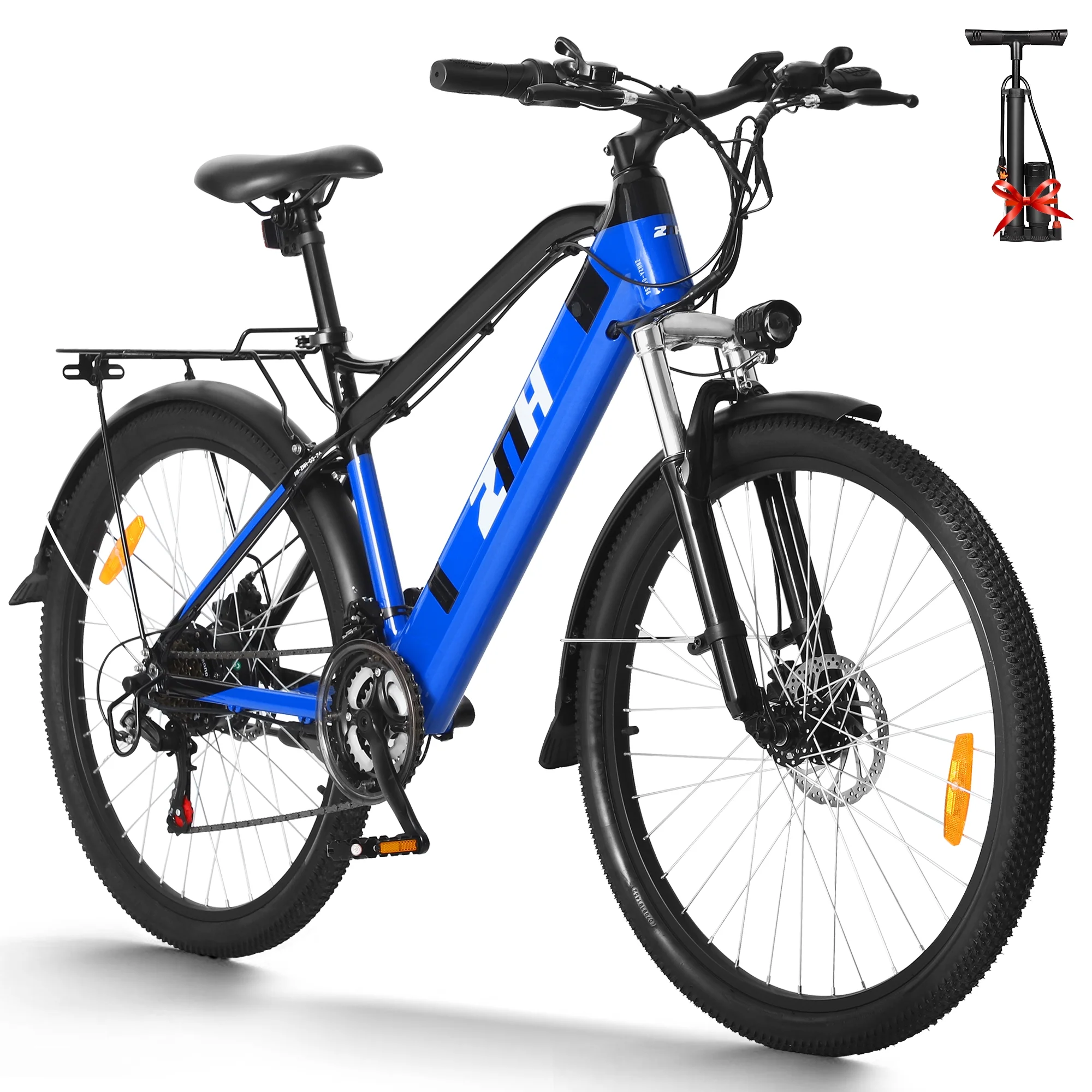 Z3 Pro Model 26” Electric Mountain Bike Commute Electric Bike for Adults E-Bike with Invisible Welding Frame Removable Battery 7 Speeds 350W Pedal Assist Motor Blue