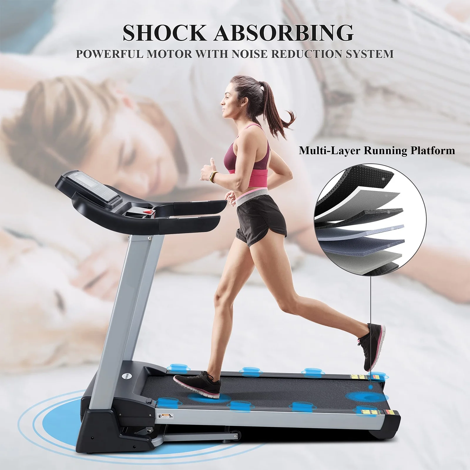 3HP & 20″ Folding Treadmill, 15 Preset Exercise Programs, 3-6.8 Degrees Ascension Angle, 15% Electric Incline, 300 lbs Weight Capacity, Large LCD Display