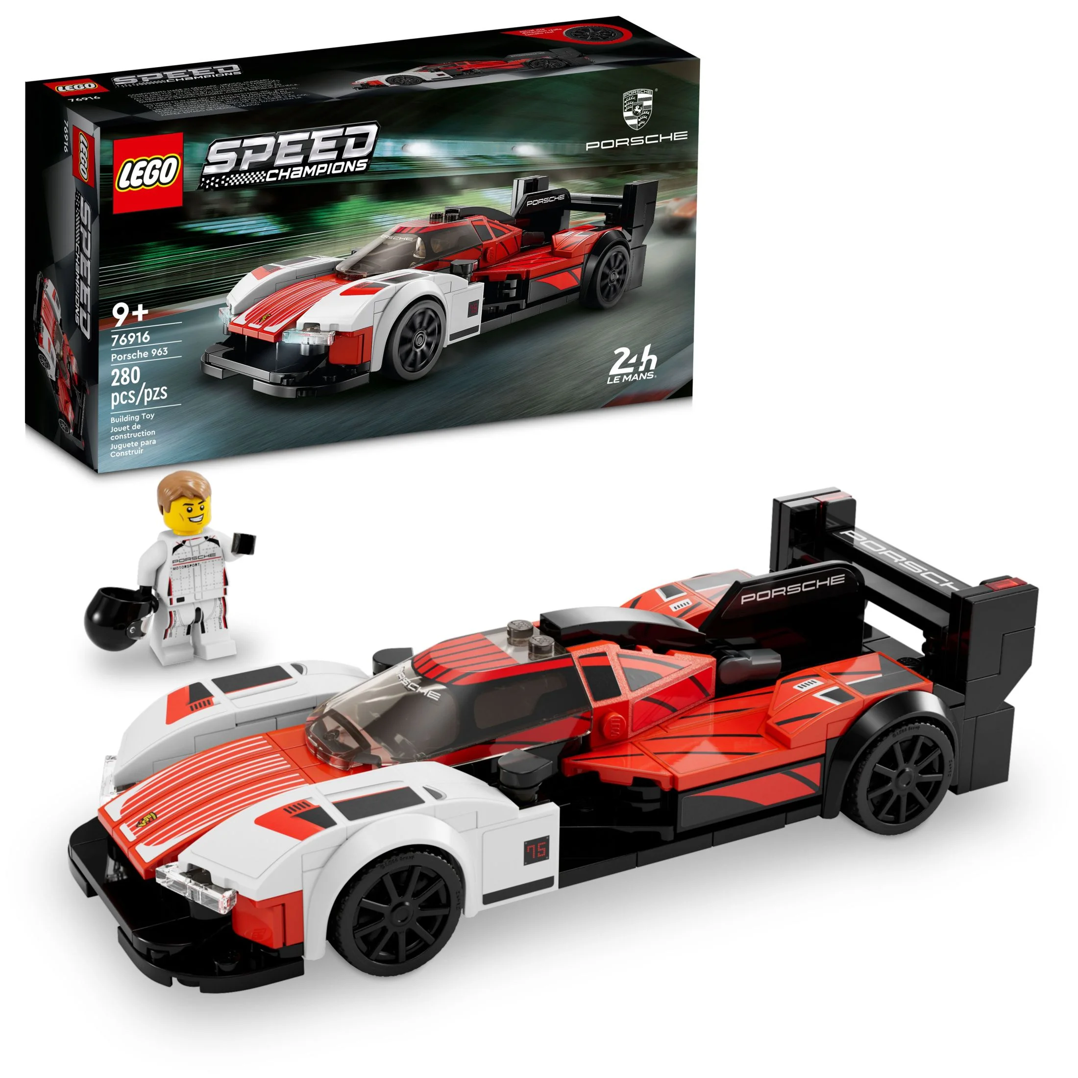 LEGO Speed Champions Porsche 963 76916, Model Car Building Kit, Collectible Race Car Toy with Driver Minifigure, Makes a Great Gift for Teens