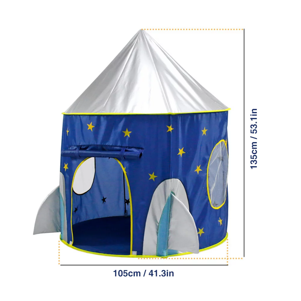 Rocket Kids Play Tent for Boys, Girls and Toddlers Imaginative Toy Indoor/Outdoor Fold-able Kids Playhouse Lightweight Easy to Install