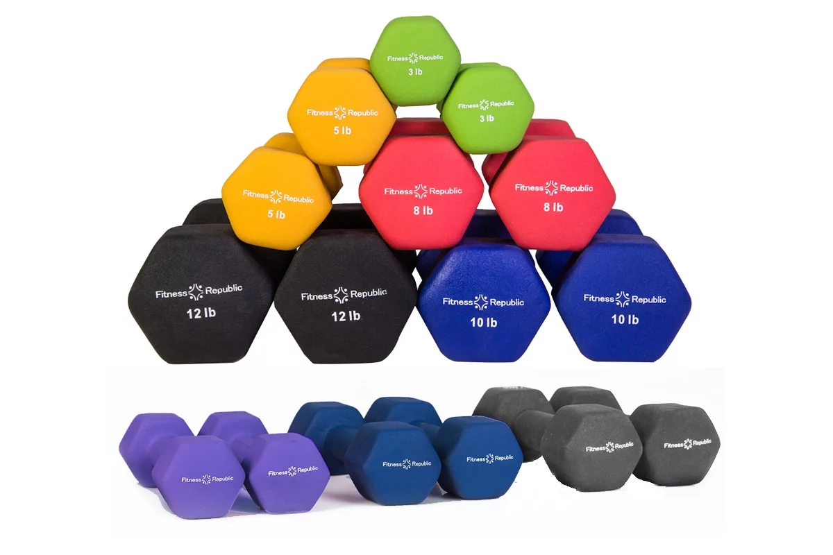 Fitness Republic Neoprene Dumbbell Pairs (Heavy) 15lb,17.5lb & 20lbs