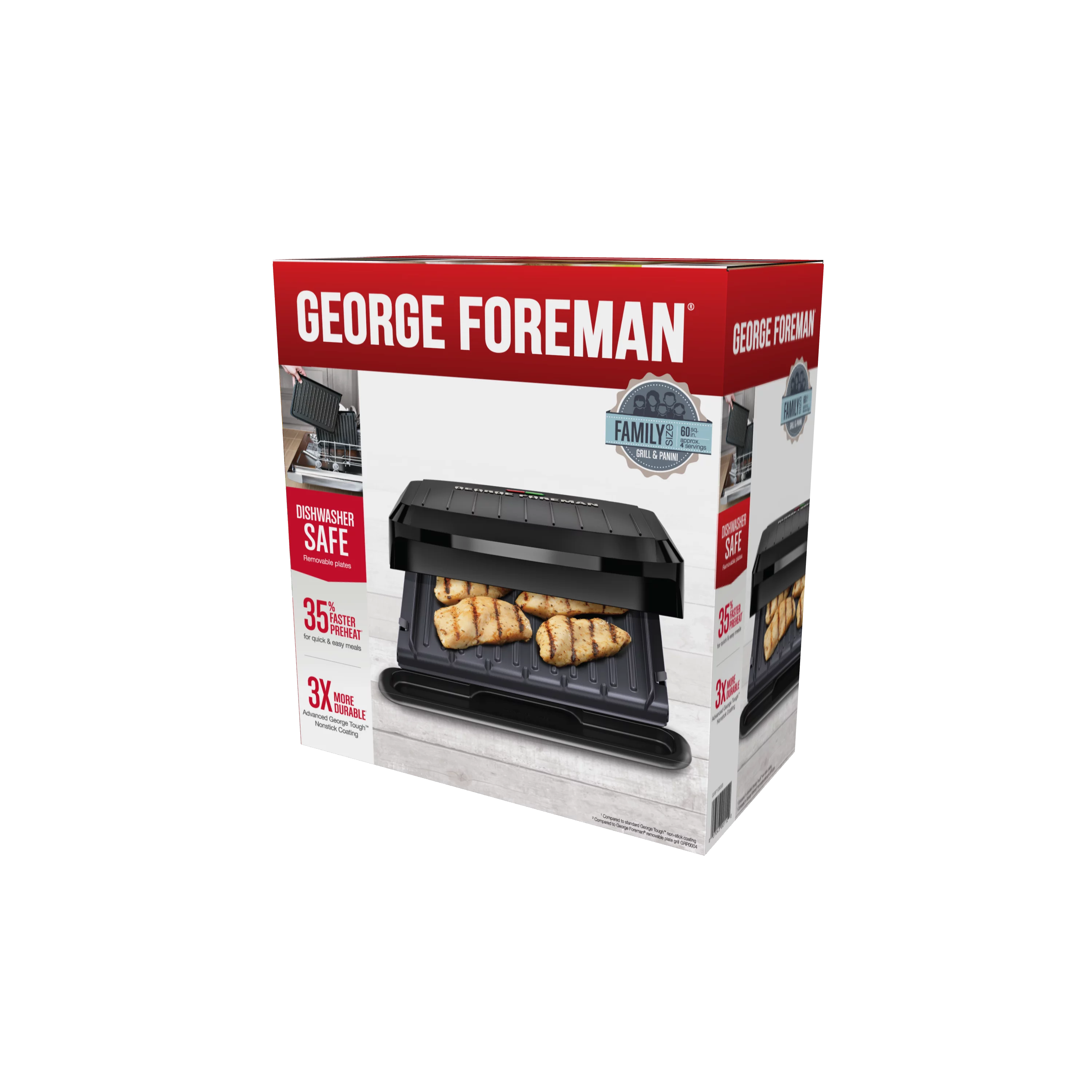 George Foreman 4-Serving Removable Plate Grill and Panini, Black, GRP1065B