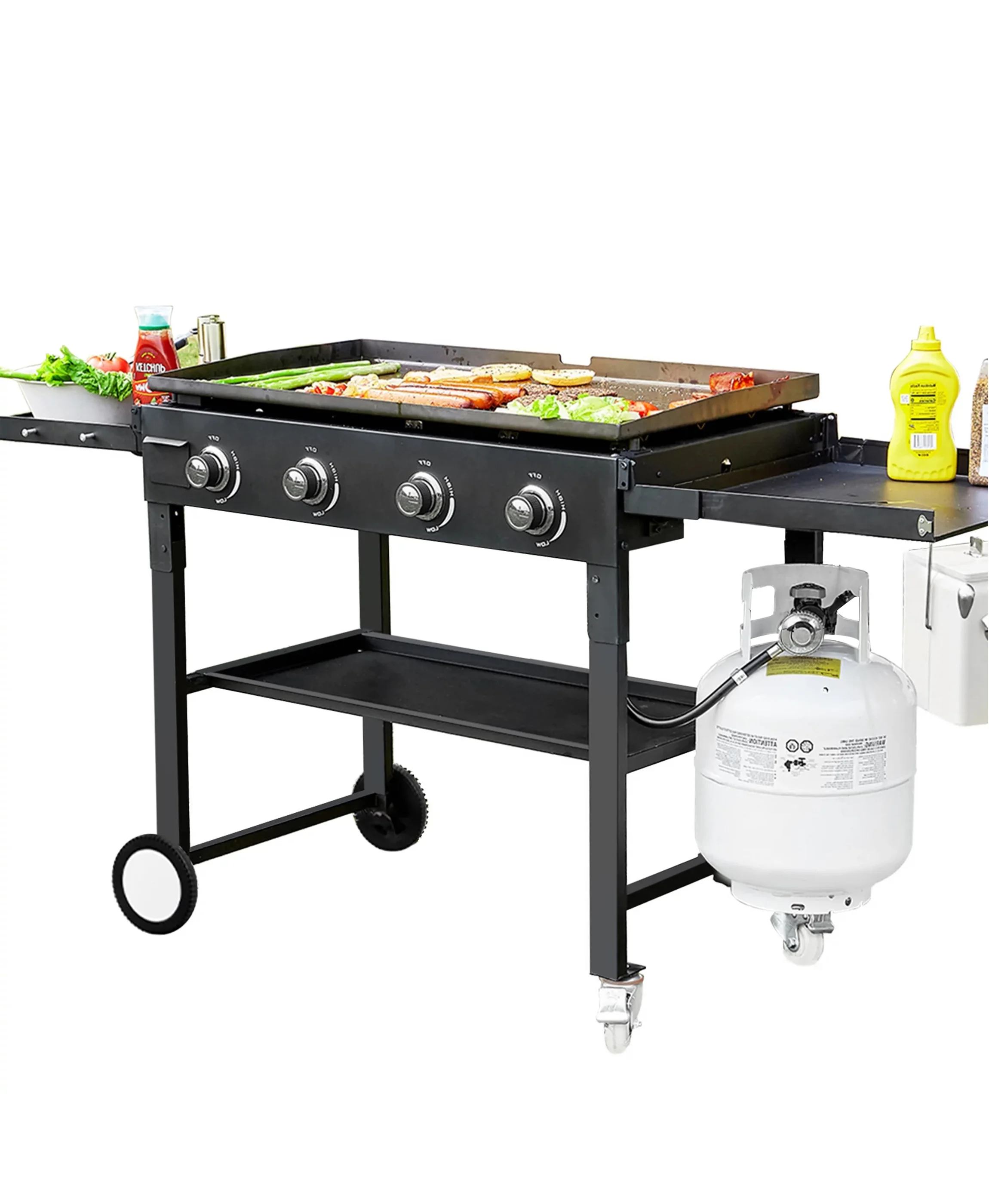 Vebreda 60000BTU 4 Burner Foldable Outdoor Propane Gas Grill , Black