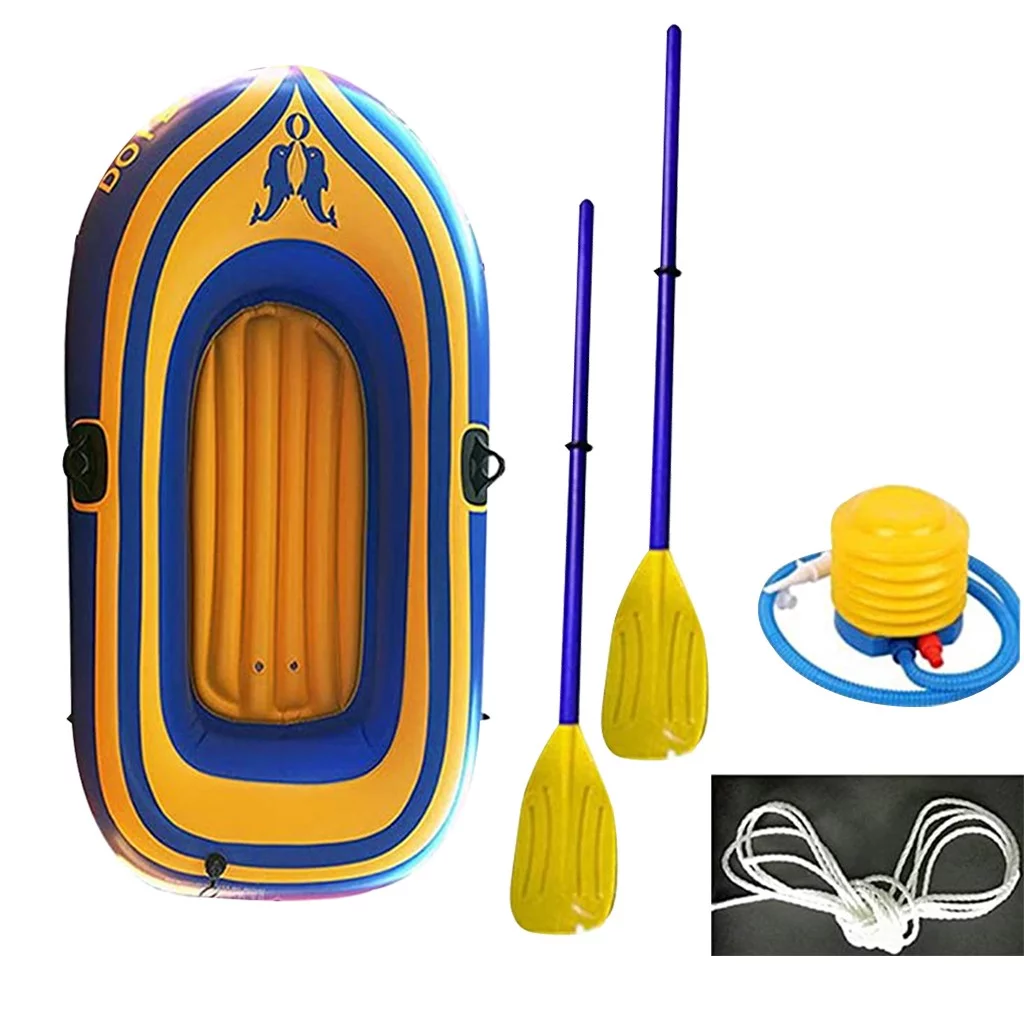 KEUSN 2-Person Boat Dinghy Sports Leisure Inflatable Fishing Rafting Water Yellow