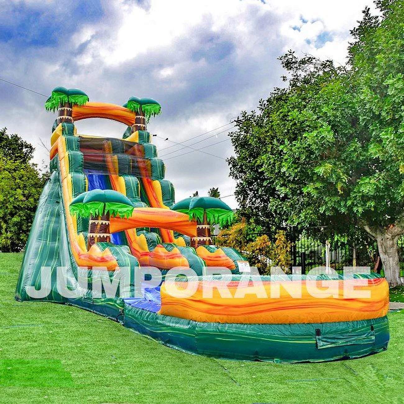 JumpOrange 19FT Cali Palms Commercial Grade Water Slide Inflatable with Detachable Pool for Kids and Adults with Blower