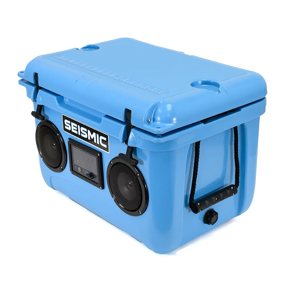 Seismic Audio – SC37WS-Blue – 37 Quart Blue Hard Cooler Box with Built-In Bluetooth Speakers