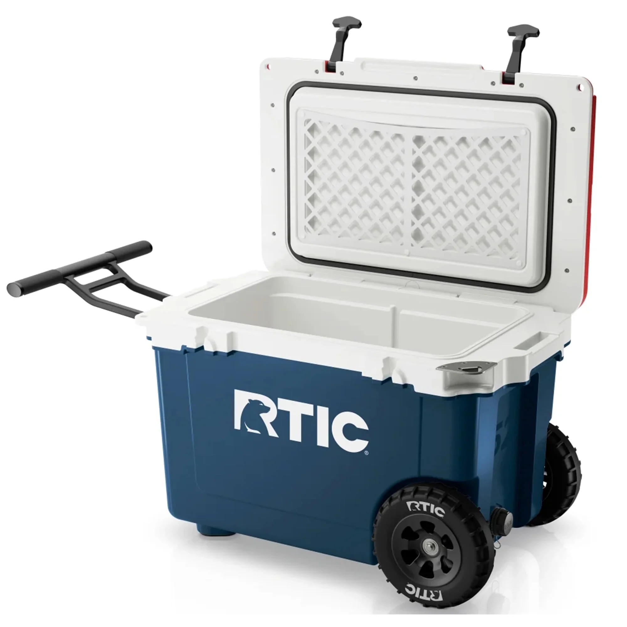 RTIC 52 QT Ultra-Light Wheeled Hard-Sided Ice Chest Cooler, White and Grey, Fits 78 Cans