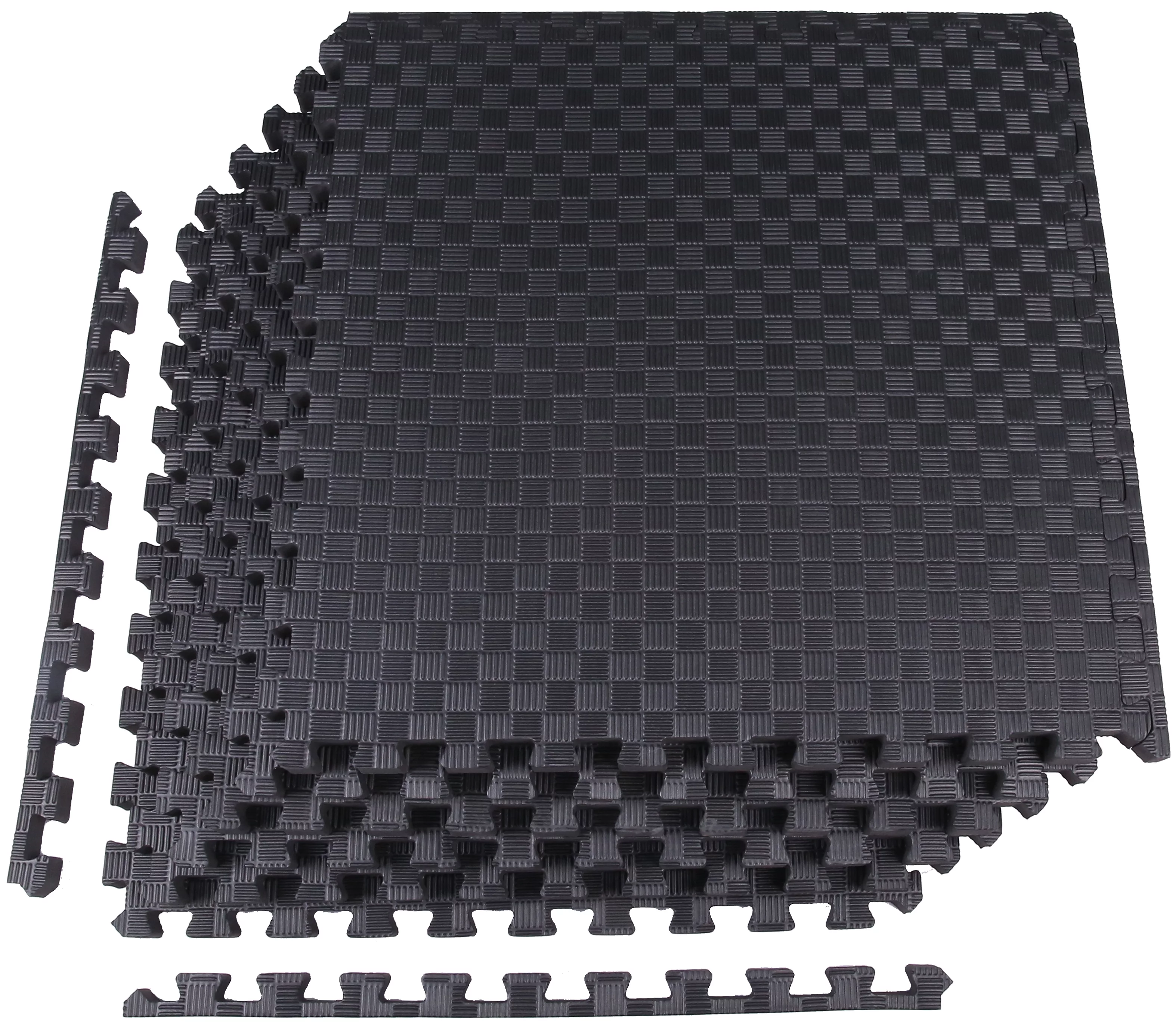 BalanceFrom 1 In. Thick Flooring Puzzle Exercise Mat with High Quality EVA Foam Interlocking Tiles, 18 Piece, 72 Sq Ft. Black