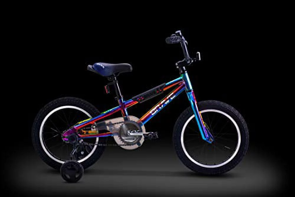 16″ Revere Kids Oil Slick Bike for Boys and Girls with Tool-Less Quick Release Training Wheels.