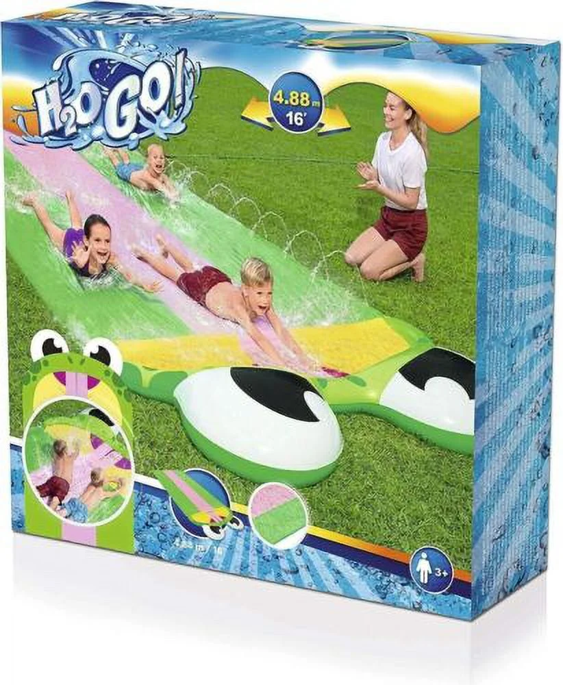 Friendly Frog Slide 16ft Water Slide with sprinkler & 3 lanes H2OGo