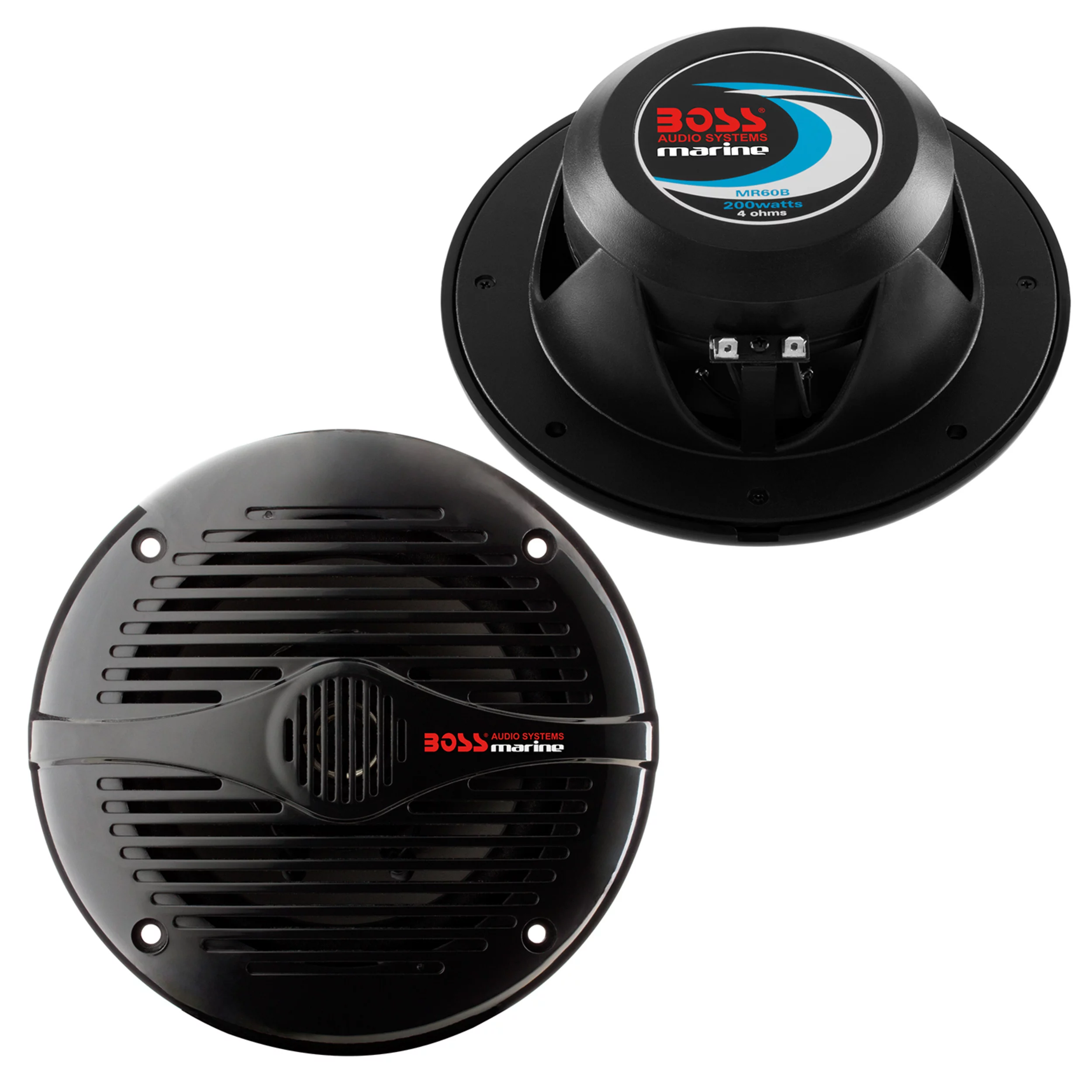 NEW BOSS MR60B 6.5″ 2-Way 200W Marine/Boat Speakers Water Resistant Black