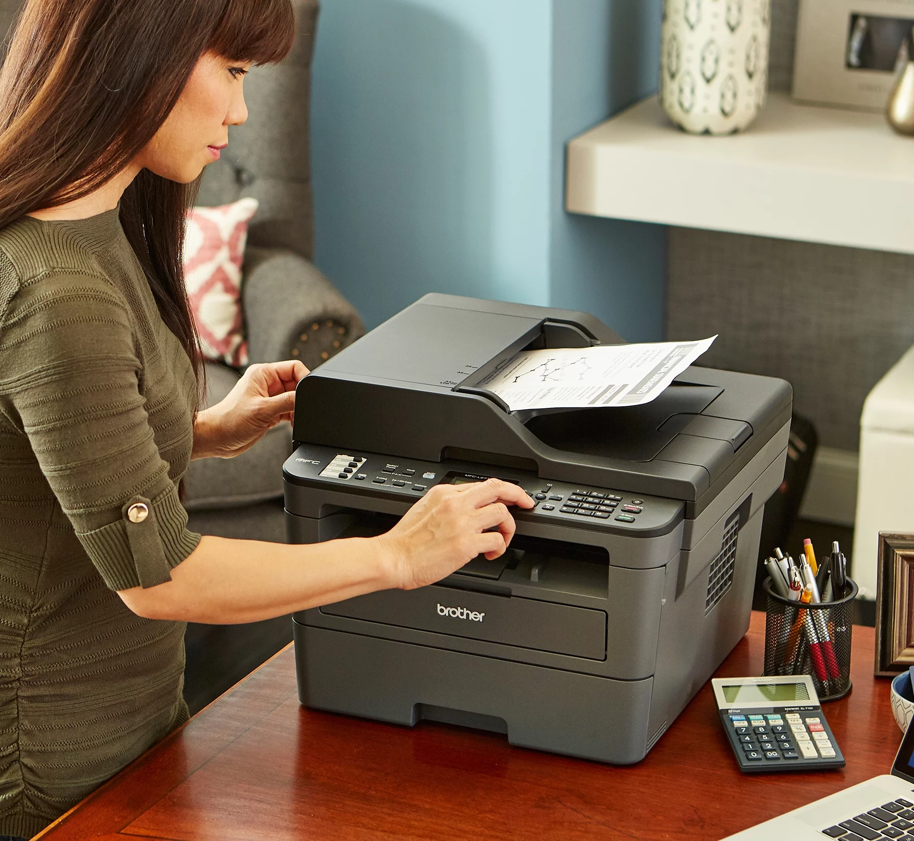 Restored Brother MFC-L2690DW Monochrome Laser All-in-One Printer, Wireless Connectivity (Refurbished)