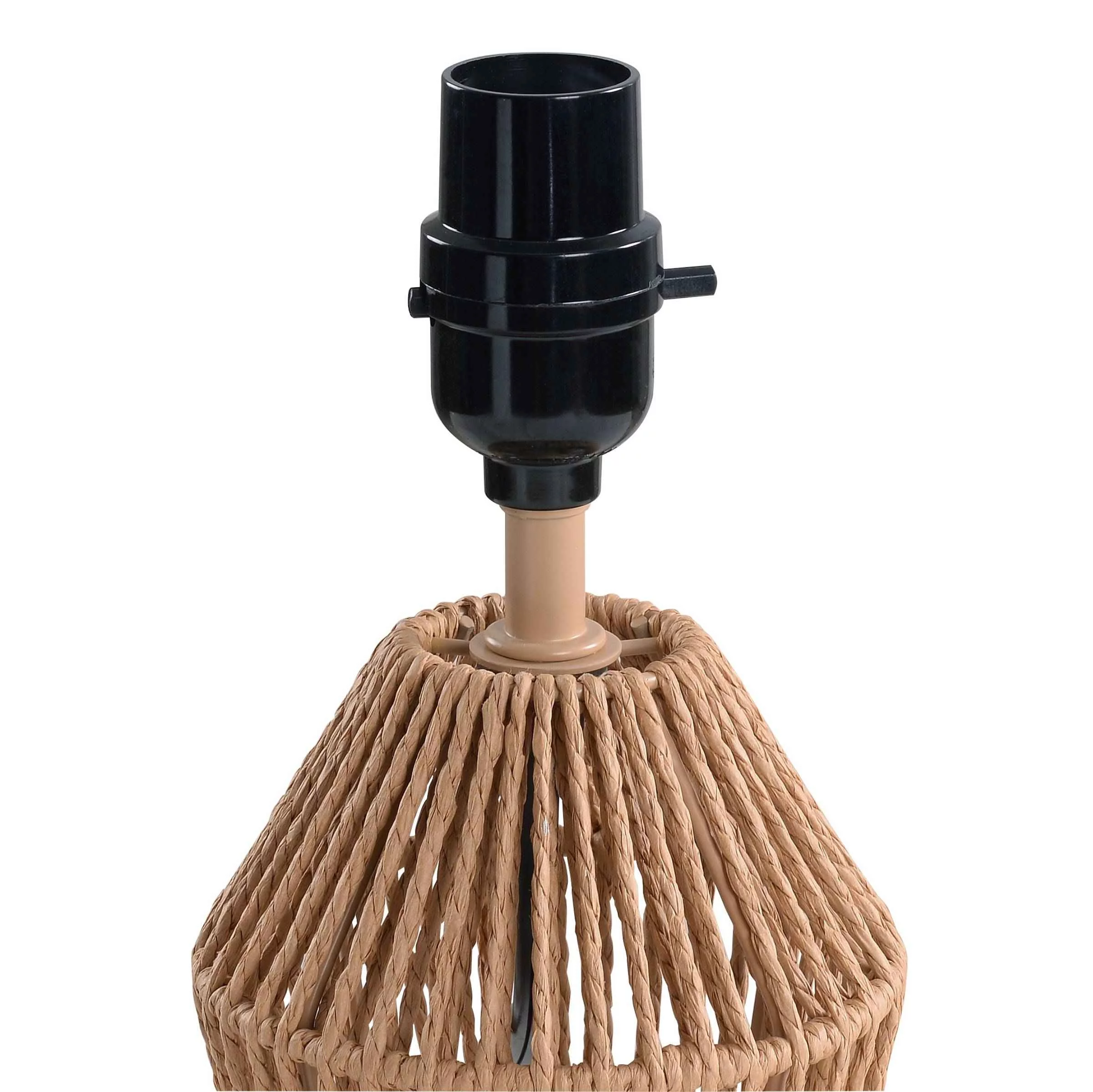 Mainstays Mini Rattan Table Lamp with Shade 12.75″H- Natural Color Finish and Boho Style