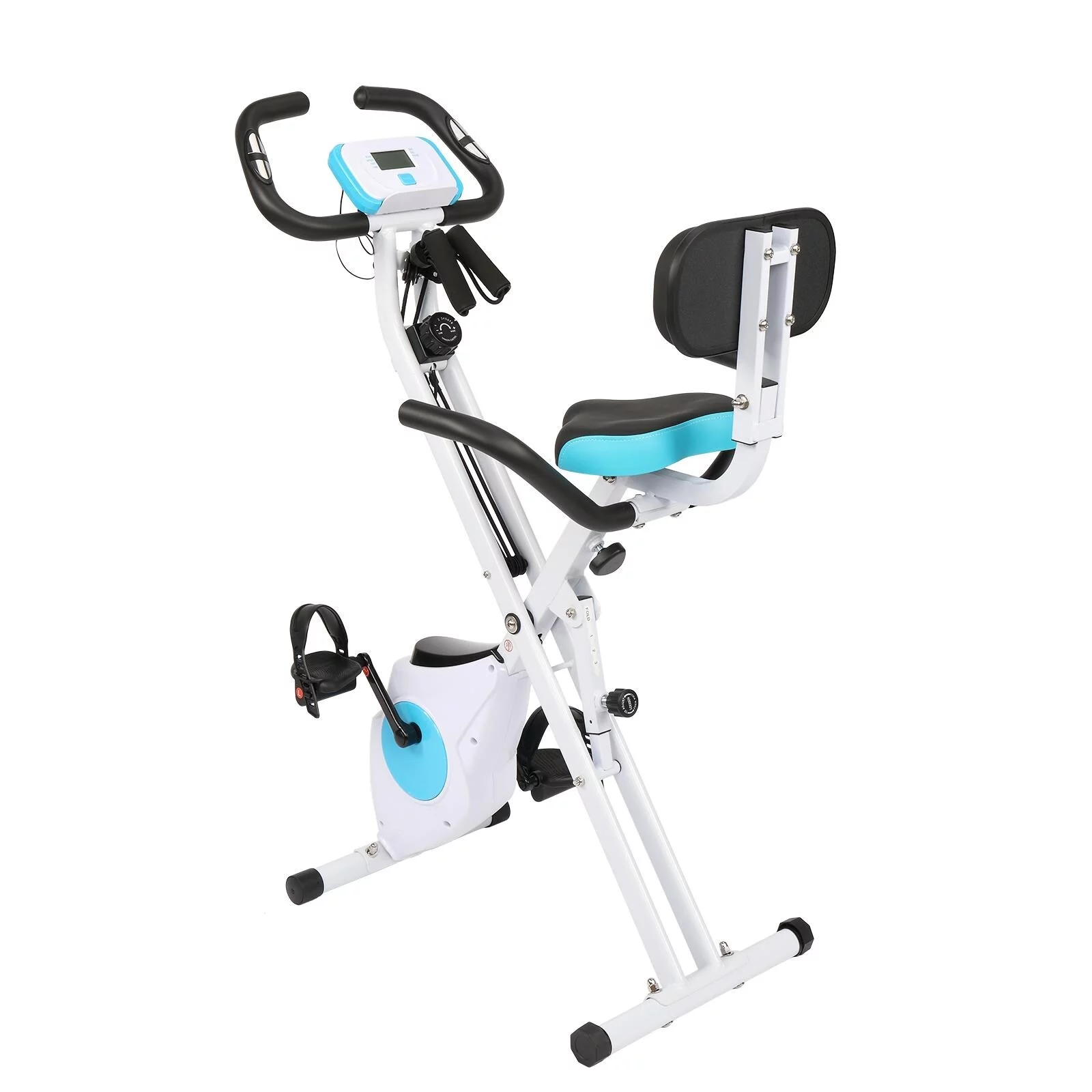 Folding Exercise Bike, Indoor Cycling Bike for Home Gym Use, White