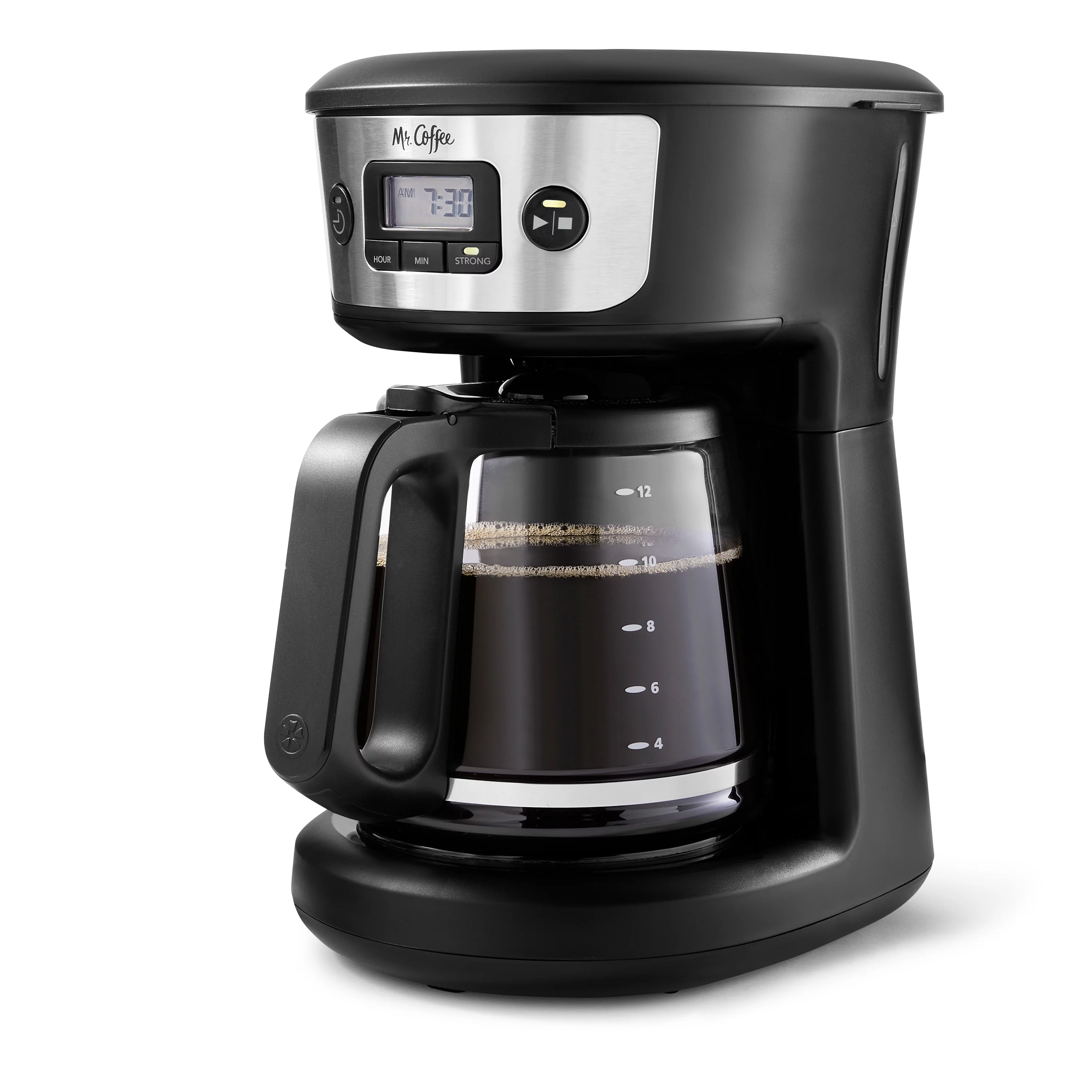 Mr. Coffee 12-Cup Programmable Coffee Maker with Strong Brew Selector, Stainless Steel