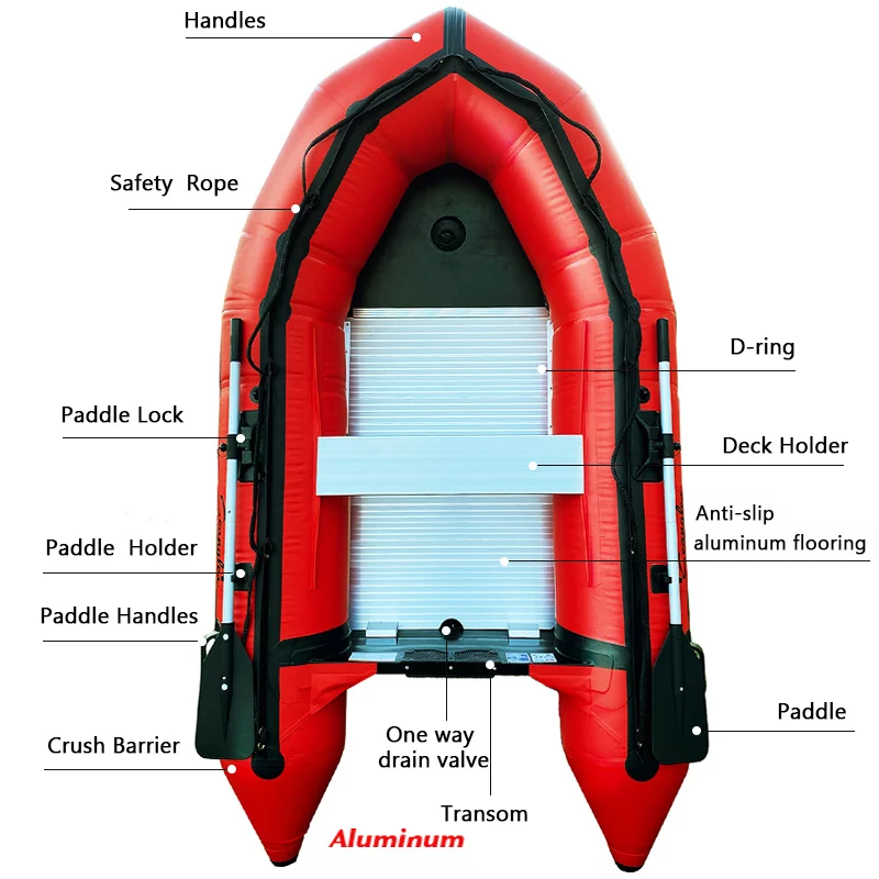 Seangles Inflatable Boat 4 Person Aluminum Floor Aluminum Transom Professional Heavy Duty Saltwater Fishing Boat (Sa330 / 10.8ft) USCG Approved