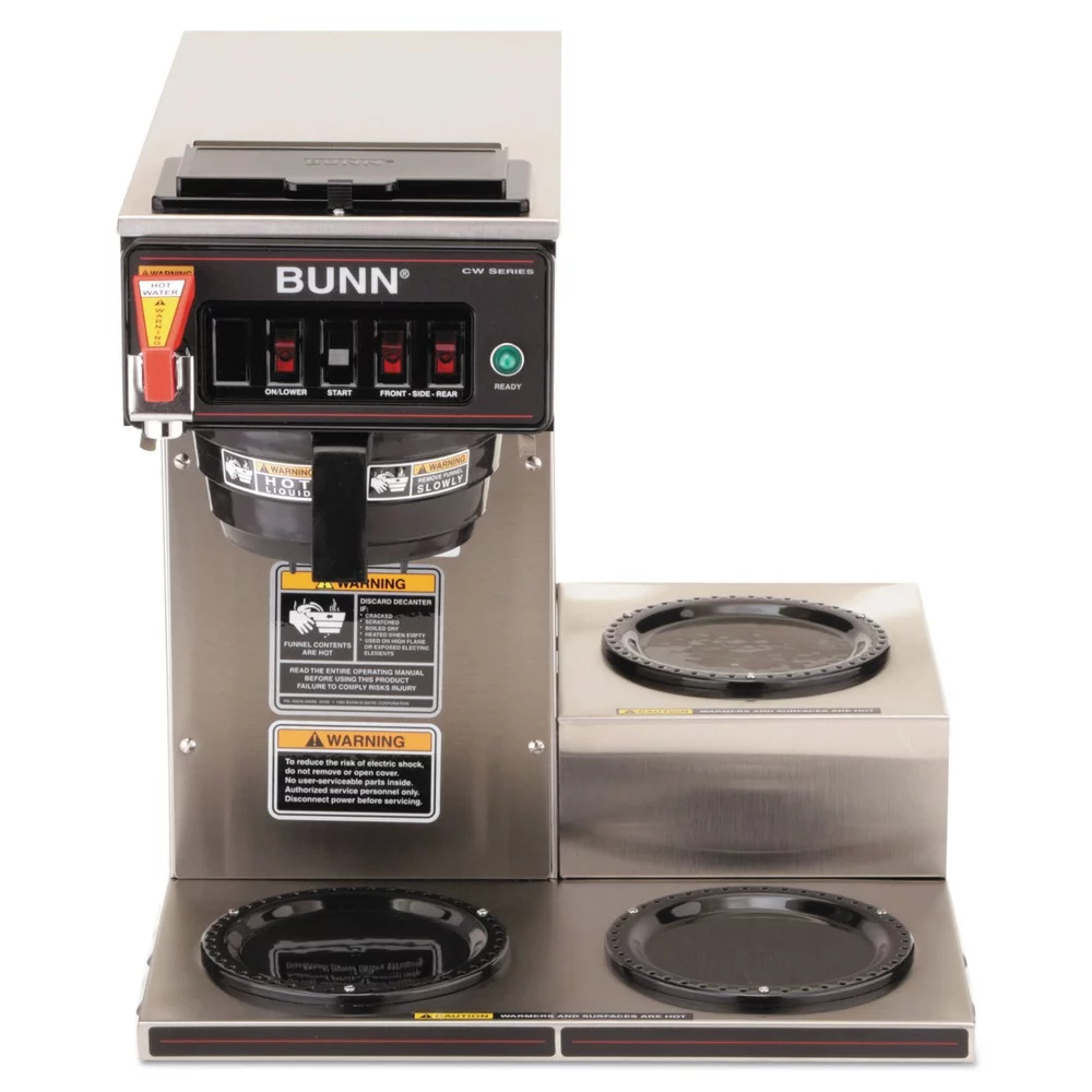 BUNN 12950.0212 CWTF-3 3 Burner 12-Cup Automatic Coffee Brewer – Black/Stainless Steel