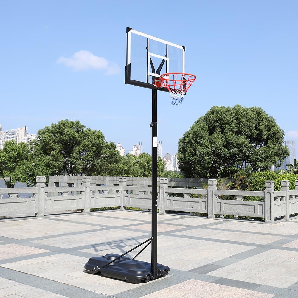 Ktaxon 44in Portable Basketball Hoop, 8ft – 10ft Height Adjustable Basketball Goal System, with Wheels and Shatterproof Backboard