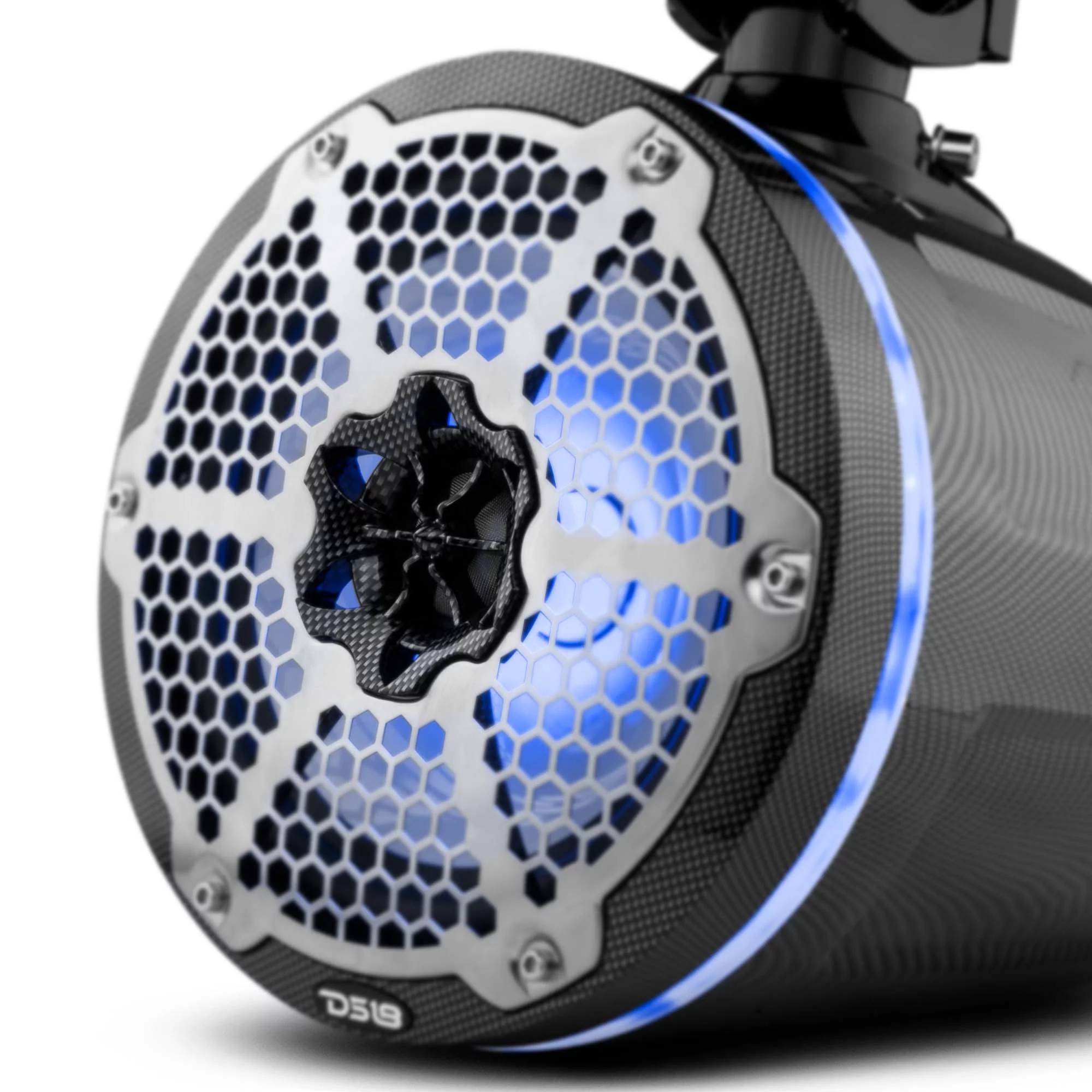 DS18 8″ Marine Tower Speakers with RGB LED Lights 370W Carbon Fiber CF-X8TP