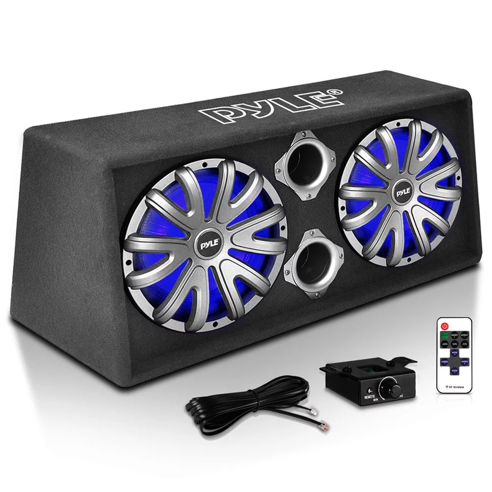 Pyle PLBAS82LE 8 Inch 600 Watt Slim Mount Truck Audio Dual Bass Subwoofer Box System