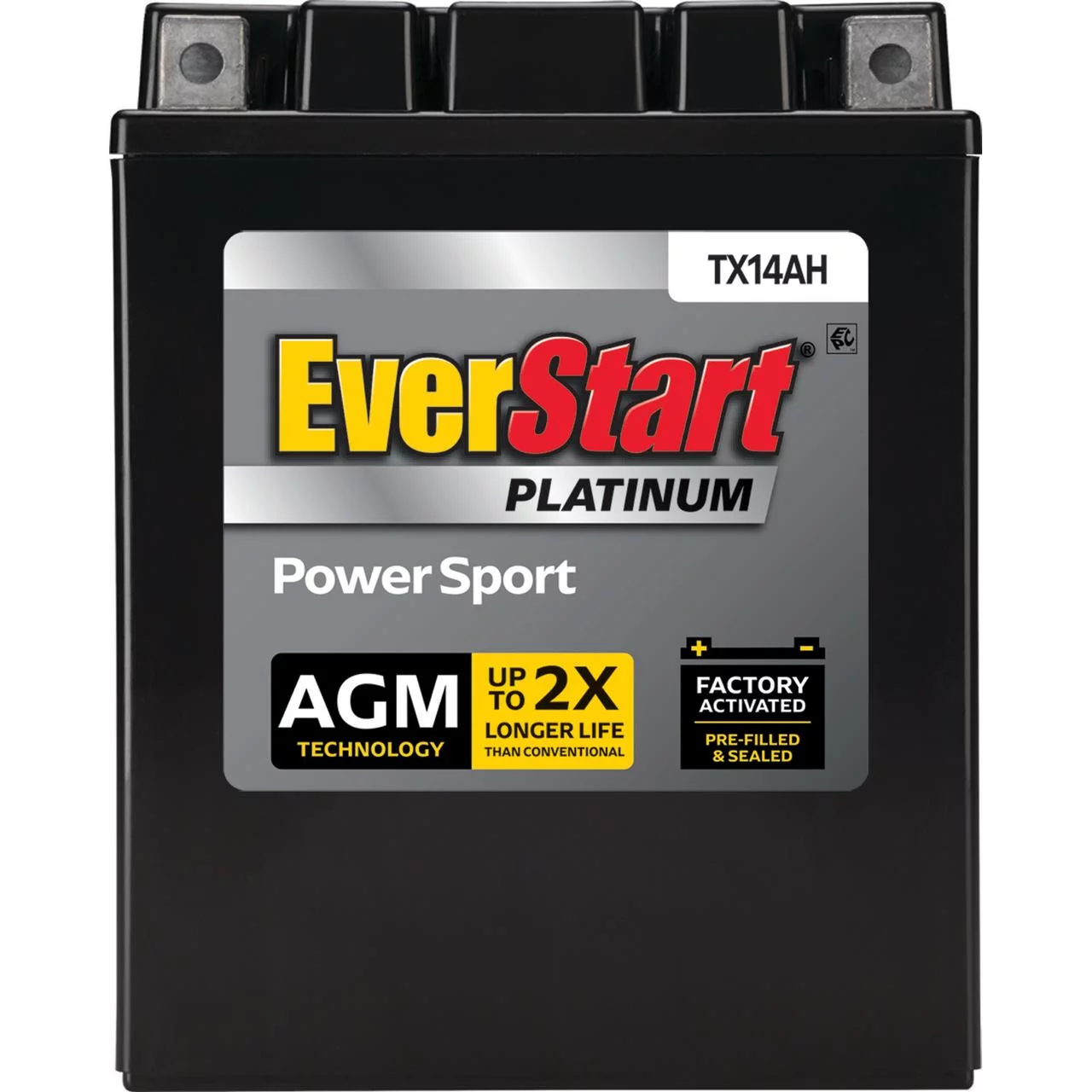 EverStart Premium BOXED AGM PowerSport Battery, Group Size TX14AH 12 Volt, 220 CCA