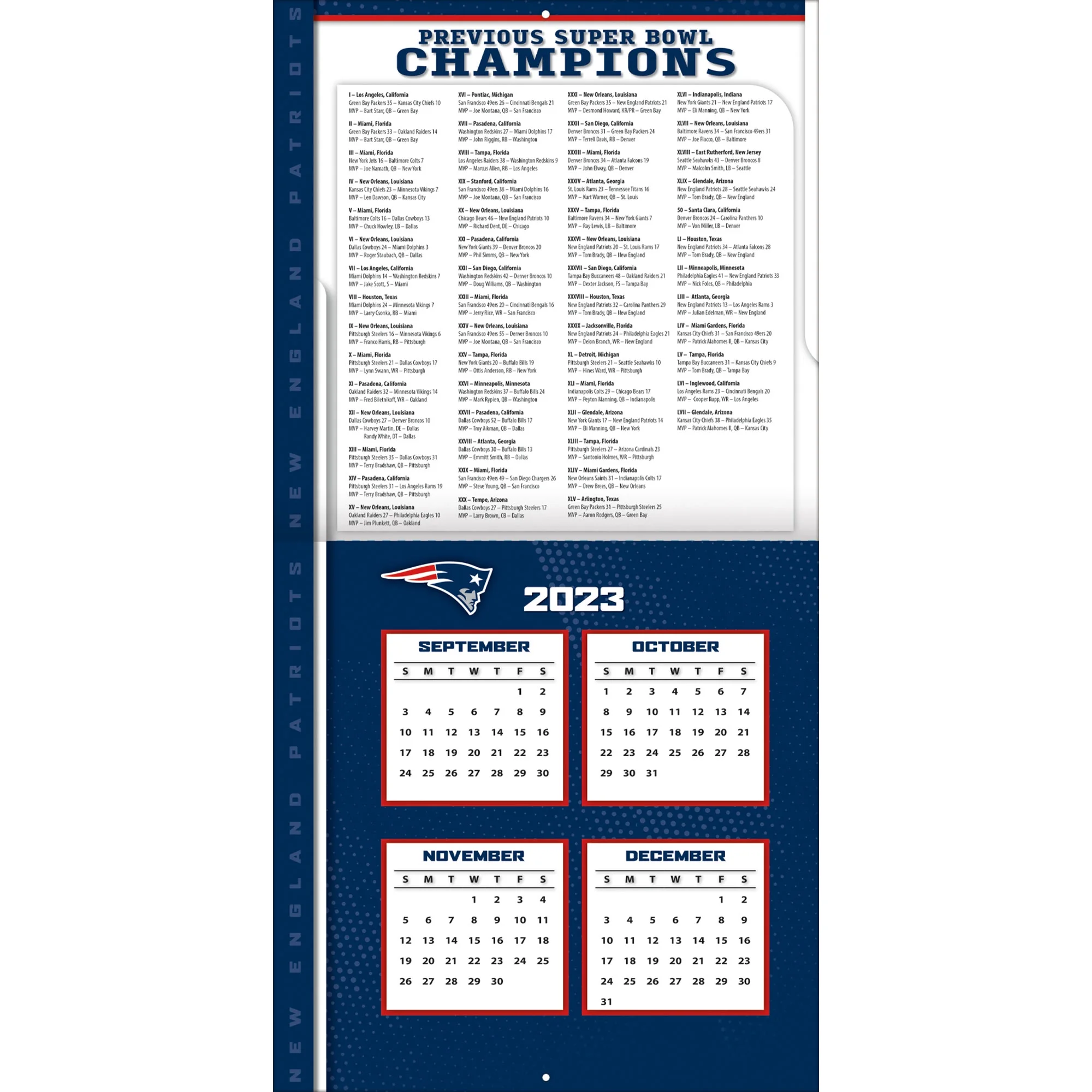 New England Patriots 2024 12×12 Team Wall Calendar (Other)