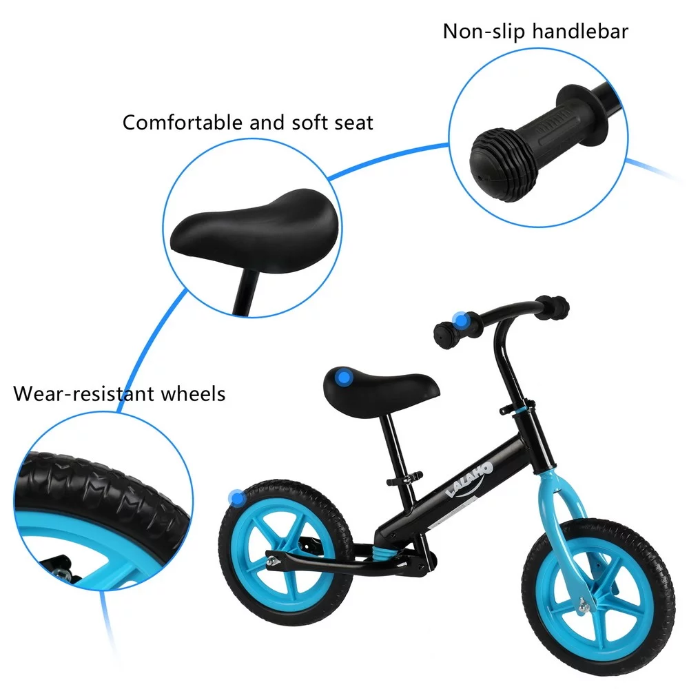 Kids Boys and Girls Balance Bike for 2-5 Years Old, Stride Walking Bike, No Pedal Bicycle with Adjustable Handlebar and Seat, Blue