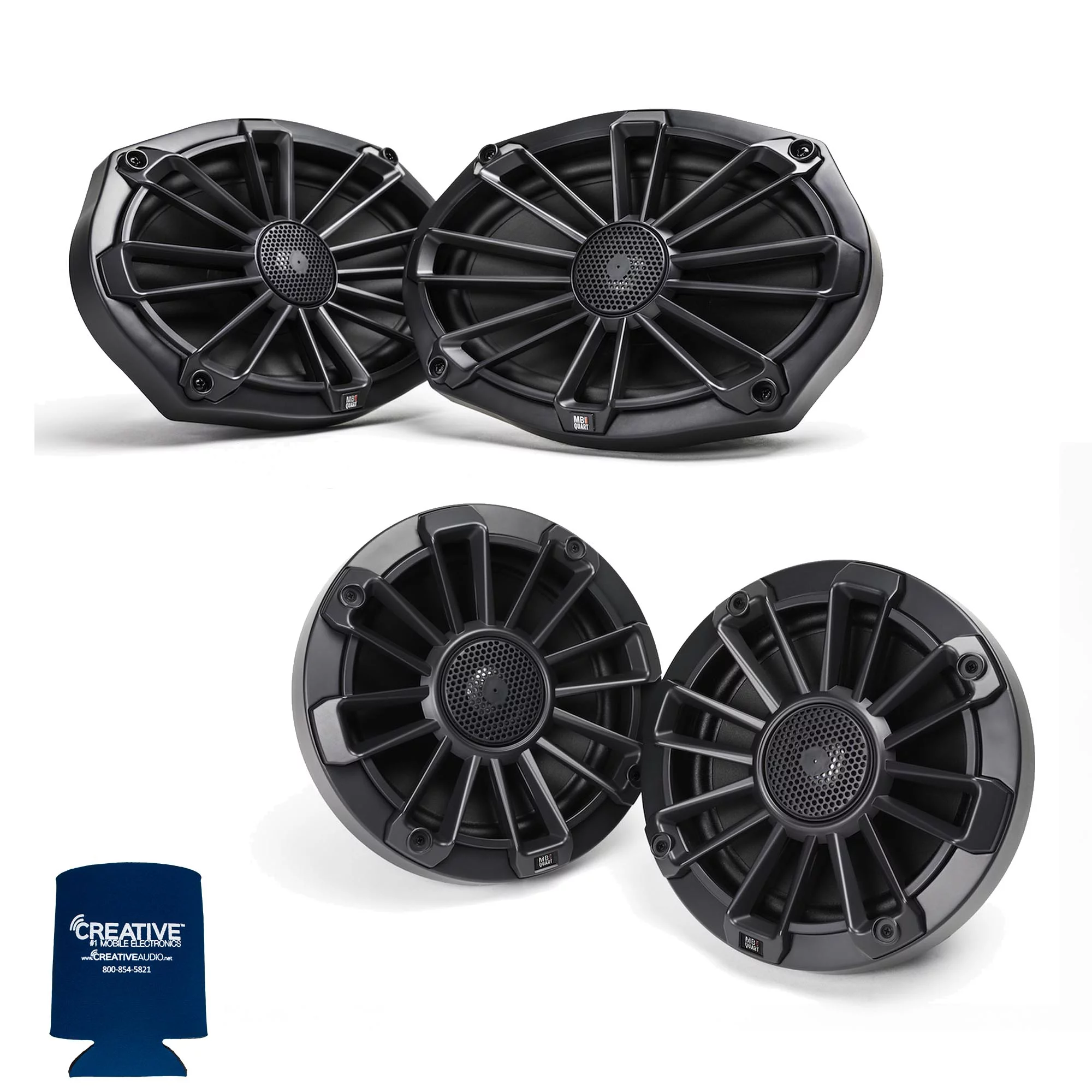 MB Quart Bundle- 1 Pair of NP1-169 Nautic Premium 6×9″ Marine Speakers & 1 Pair of NP1-116 Nautic Premium 6.5″ Marine Speakers (Black Frame with Black, Silver, White Grills Included)